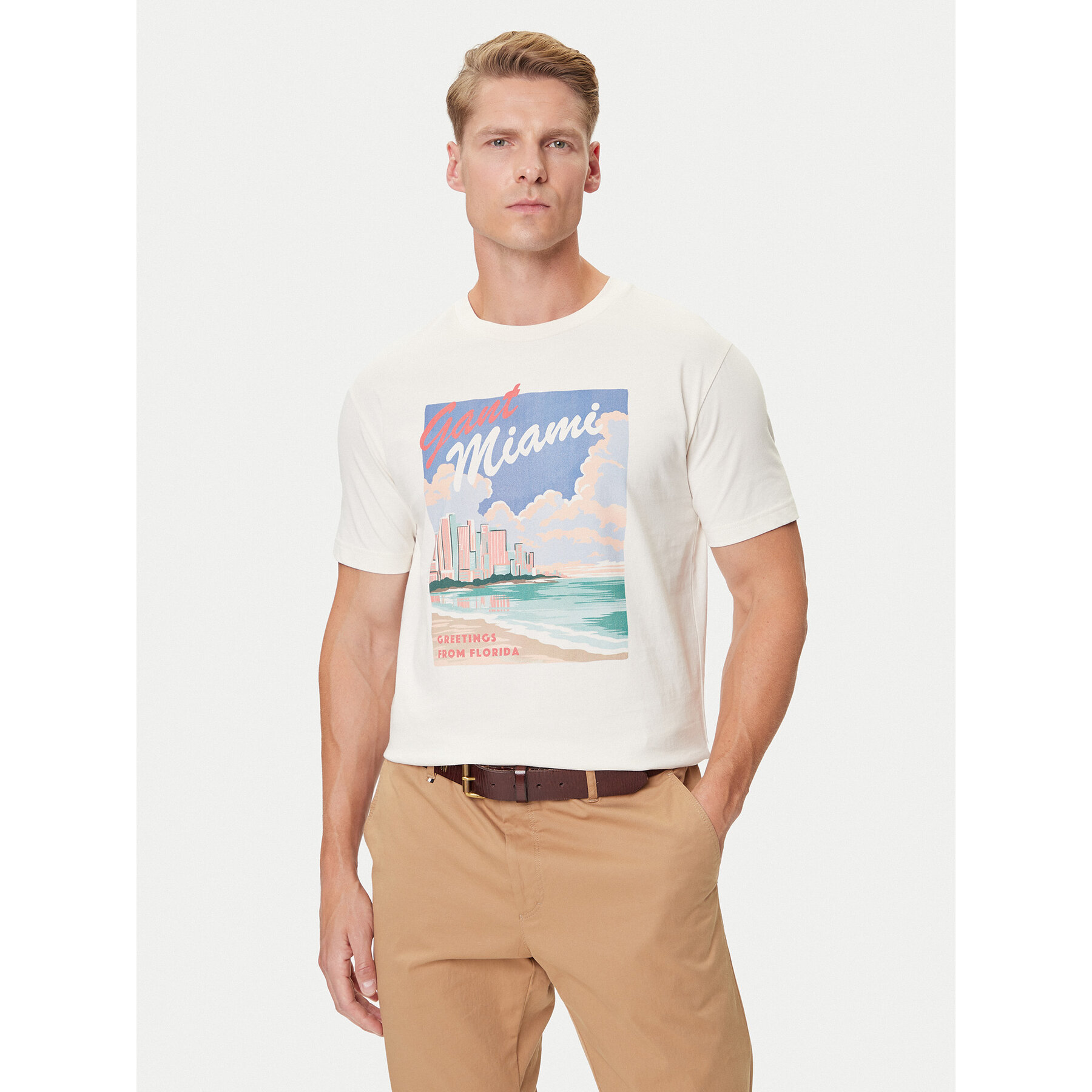 Gant T-Shirt 2003341 Écru Regular Fit