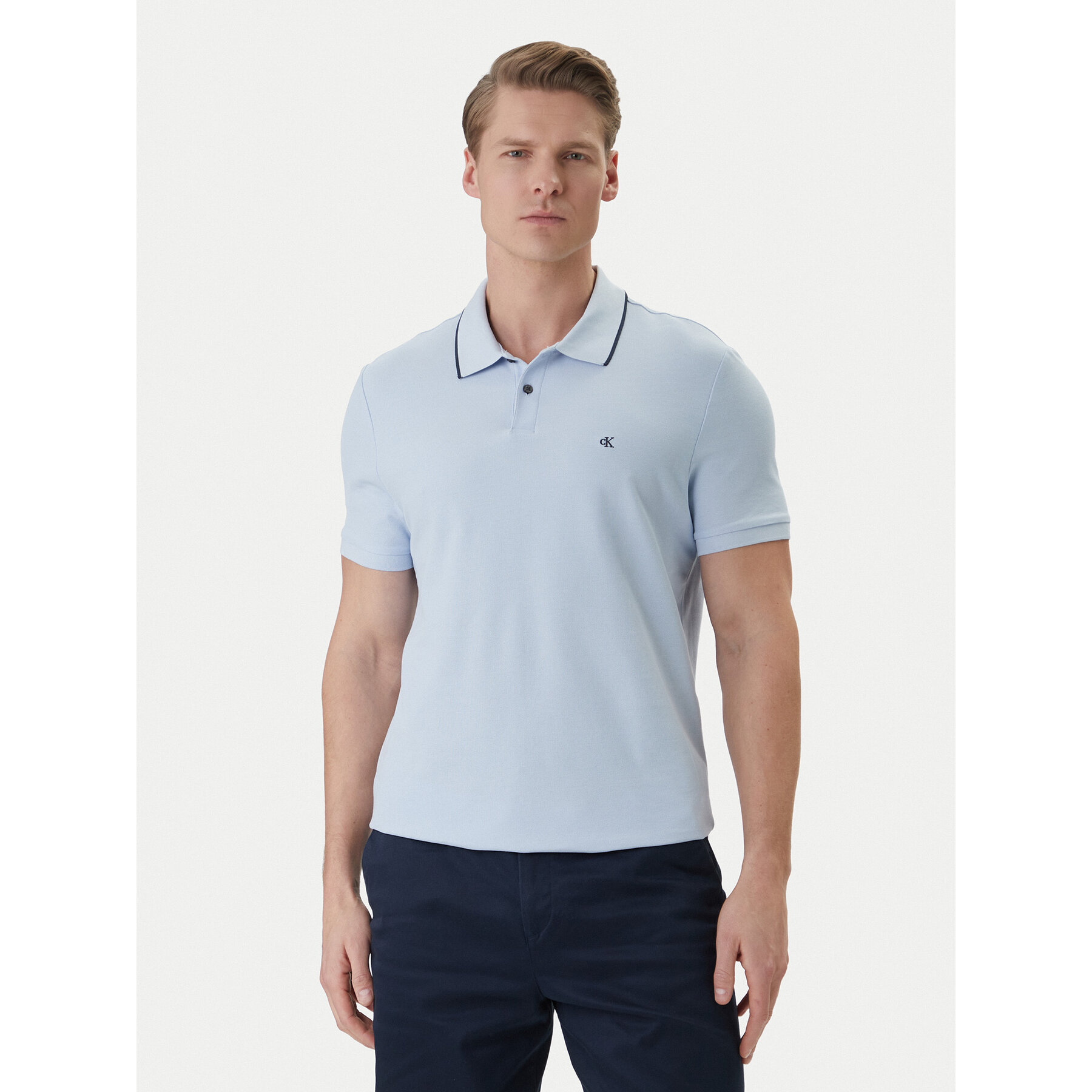 Calvin Klein Polo LV04LC239G Błękitny Regular Fit