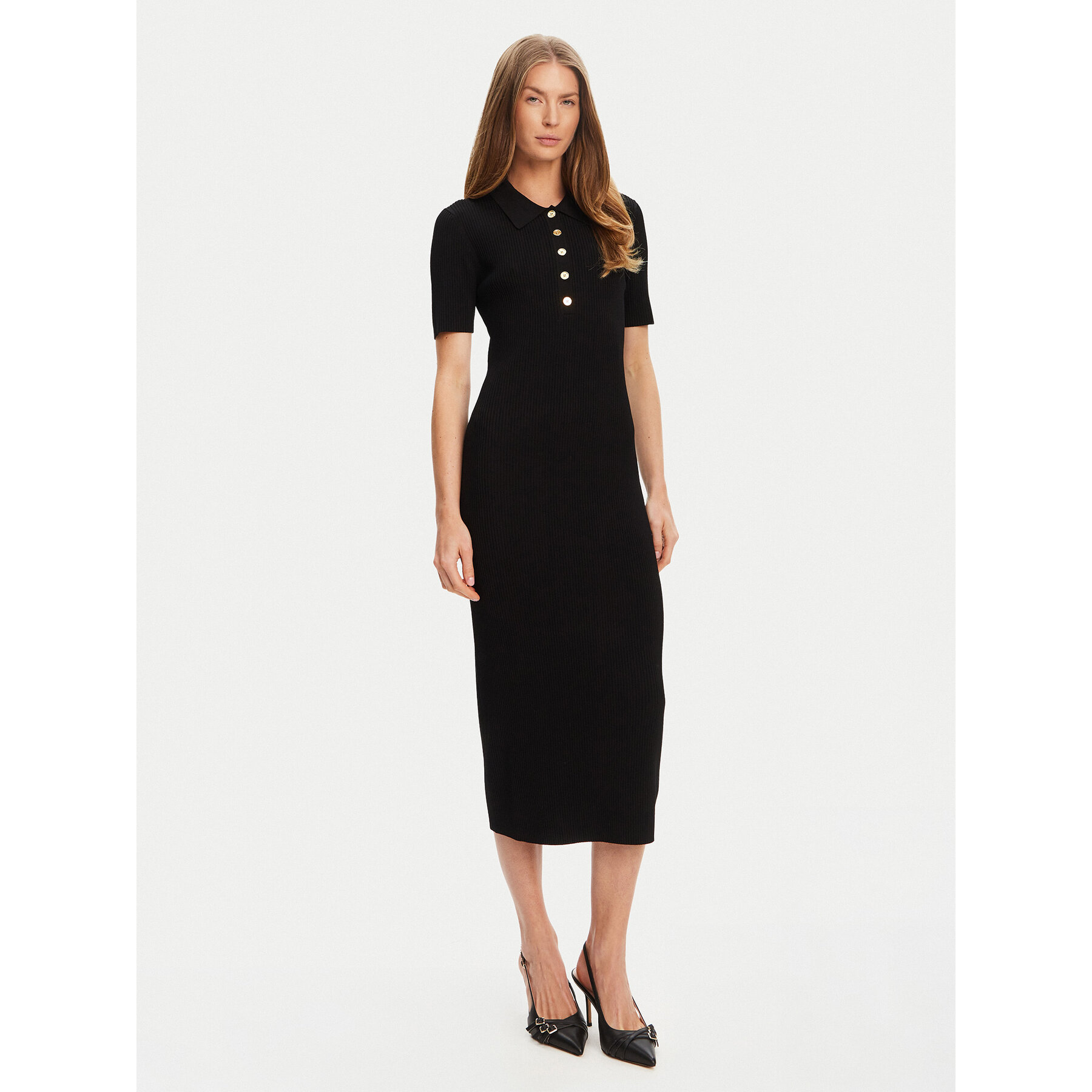 MICHAEL Michael Kors Sukienka dzianinowa MT5832333D Czarny Slim Fit