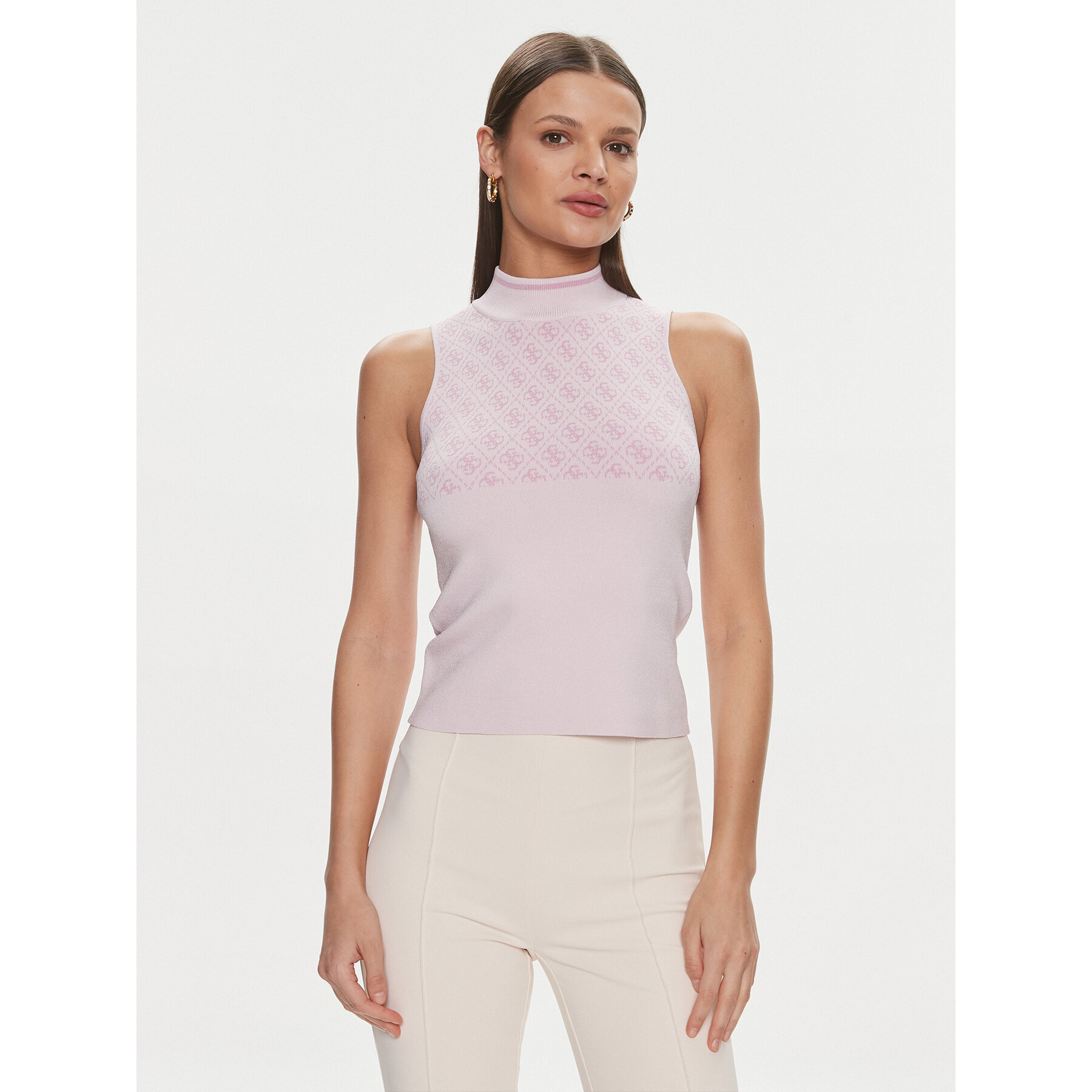 Guess Bluzka Lise W3YR26 Z37K0 Różowy Slim Fit