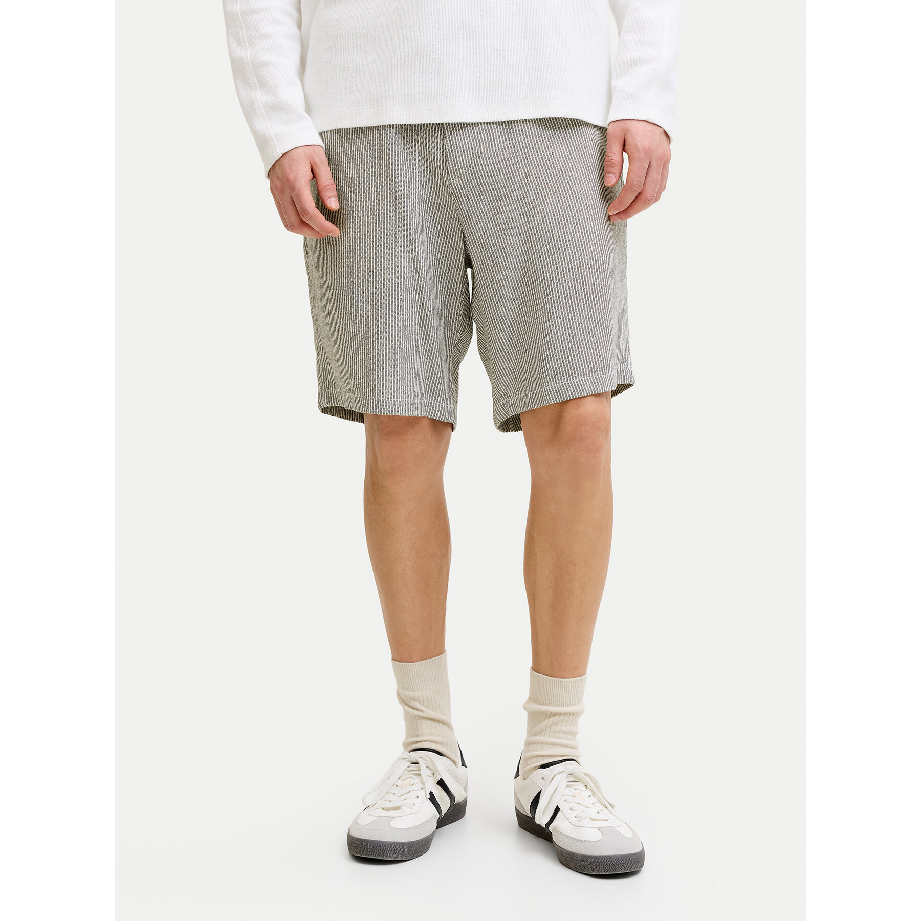 Jack & Jones Szorty materiałowe Ace Mykonos 12269376 Écru Regular Fit