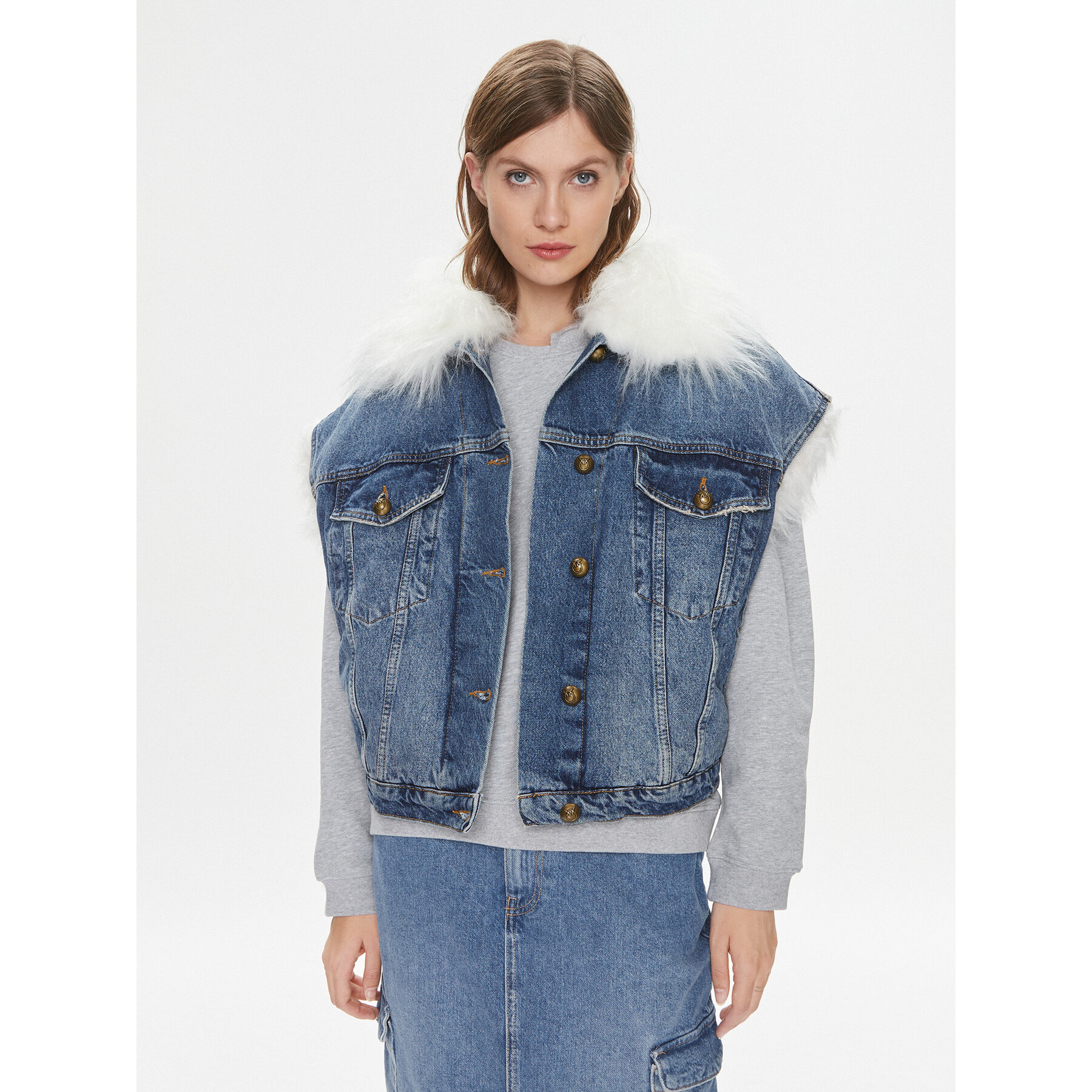PINKO Bezrękawnik Uragano 102181 A0ZR Niebieski Regular Fit