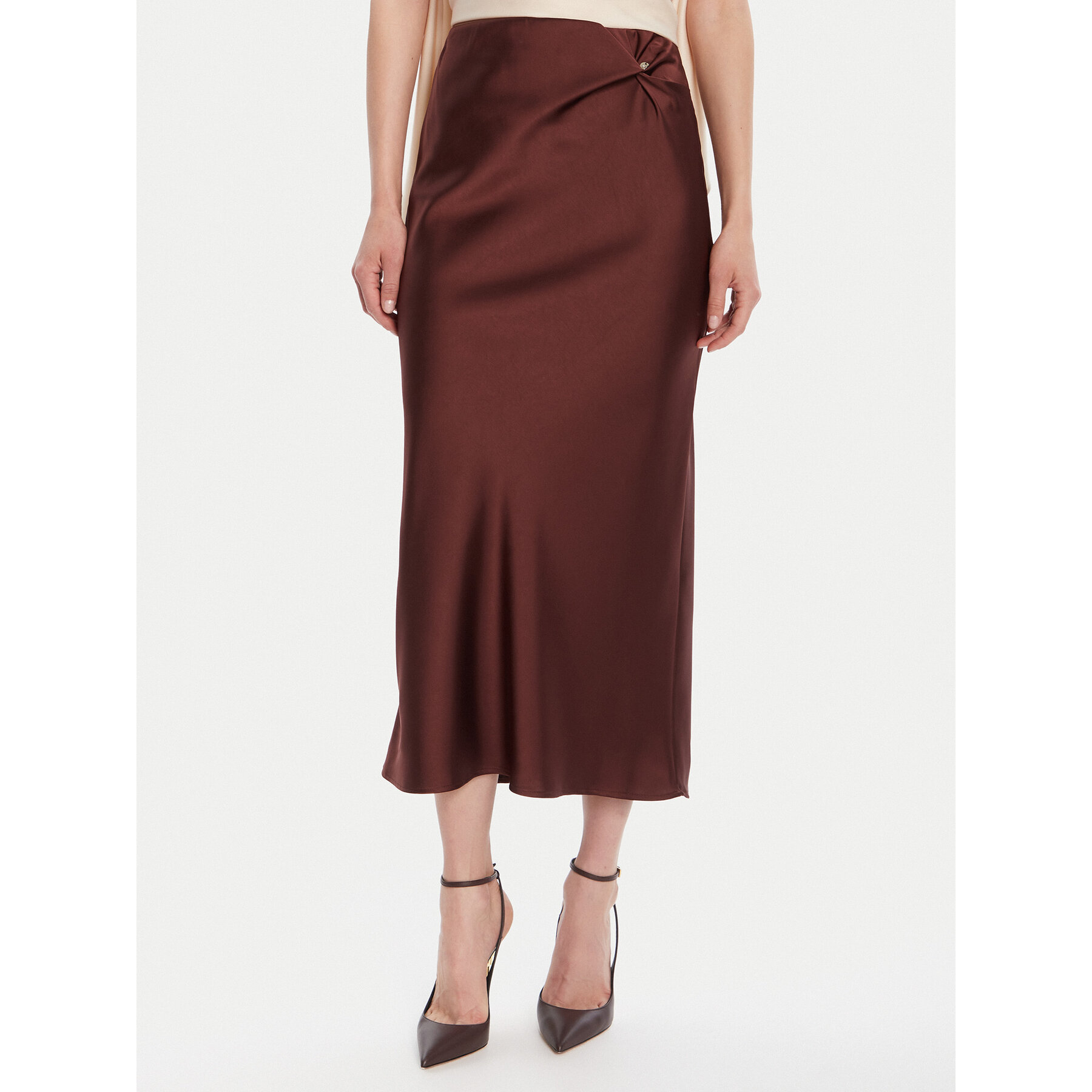 Rinascimento Spódnica midi CFC0125416003 Brązowy Regular Fit