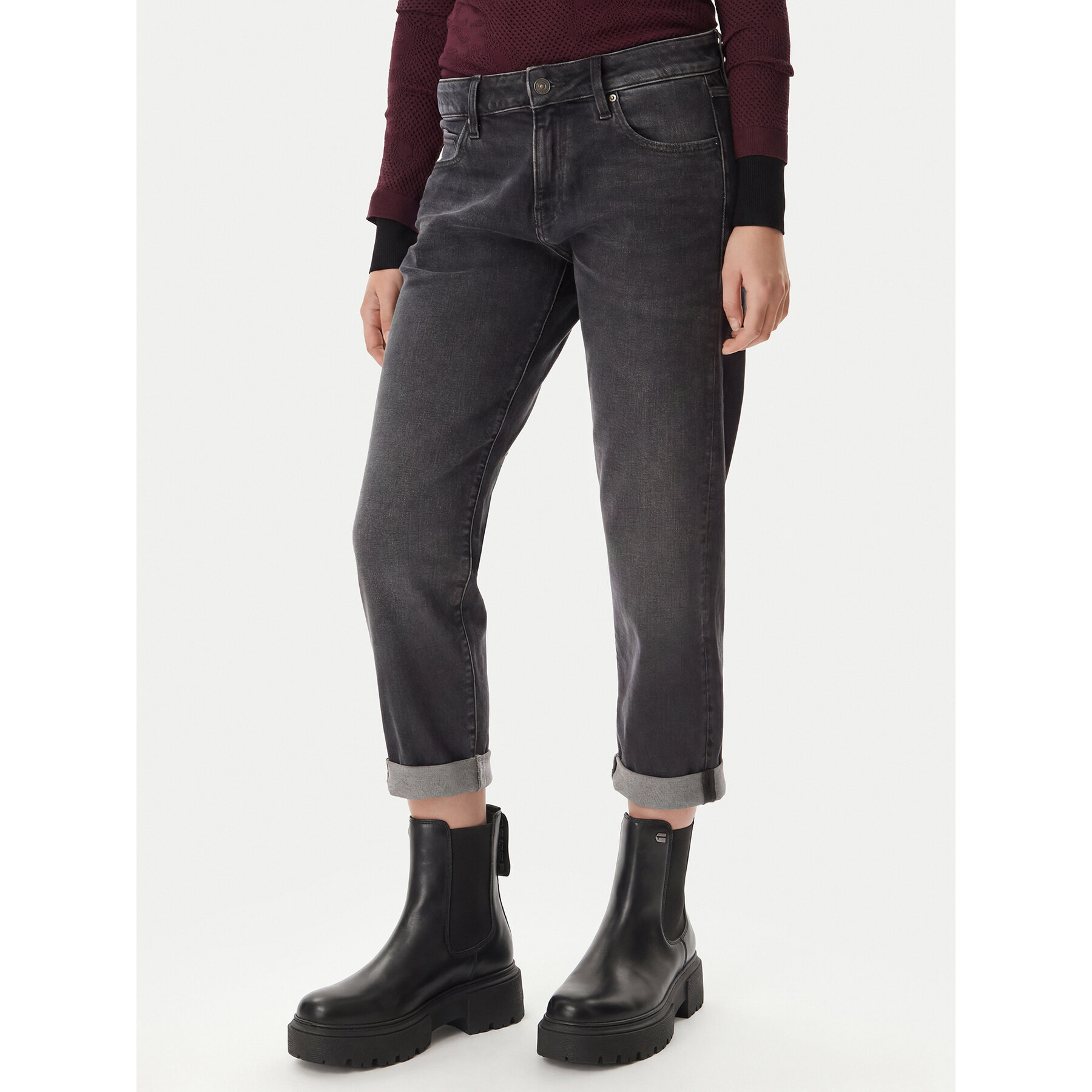 G-Star Raw Jeansy Kate D15264-C293 Szary Boyfriend Fit