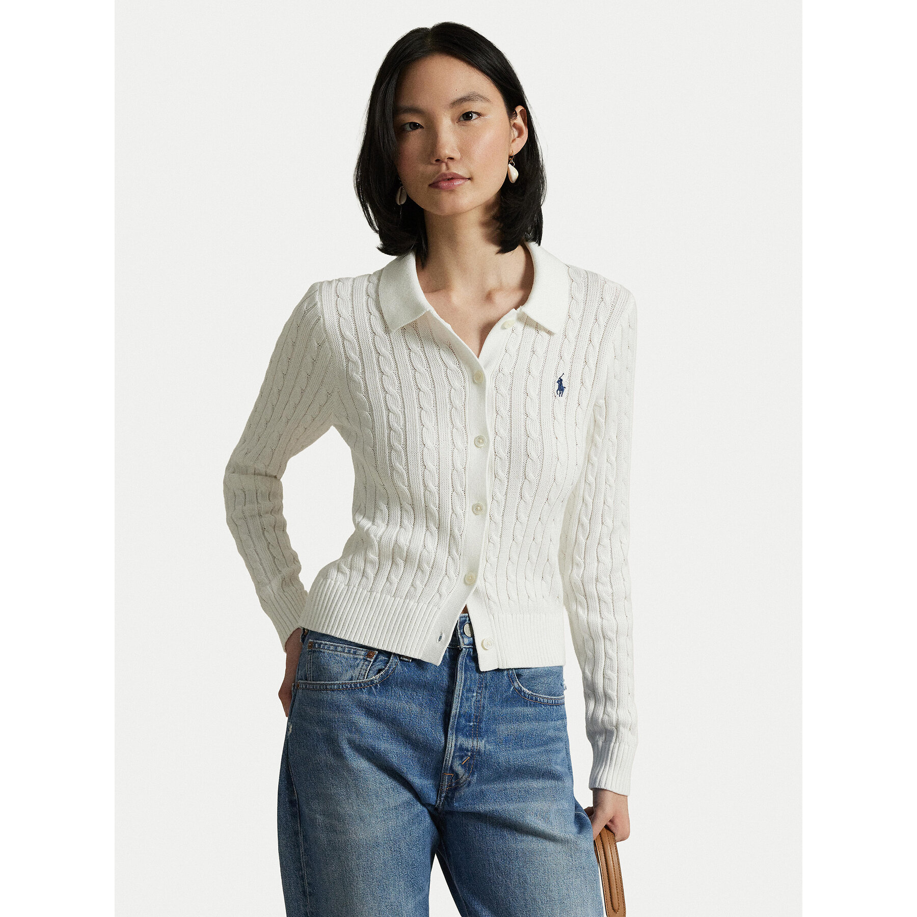 Polo Ralph Lauren Kardigan 211971881001 Biały Slim Fit