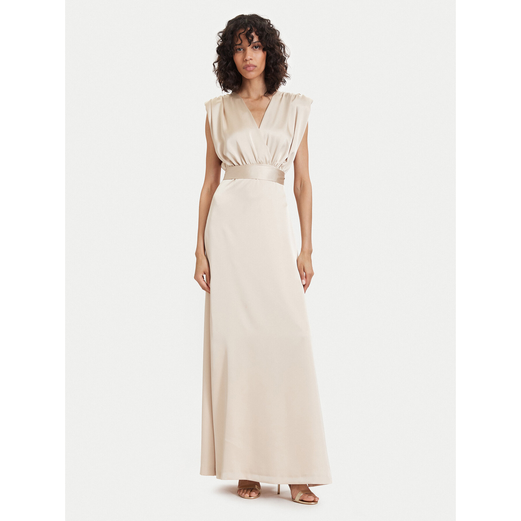 ACCESS FASHION Sukienka wieczorowa 63-3309-122 Kremowy Regular Fit