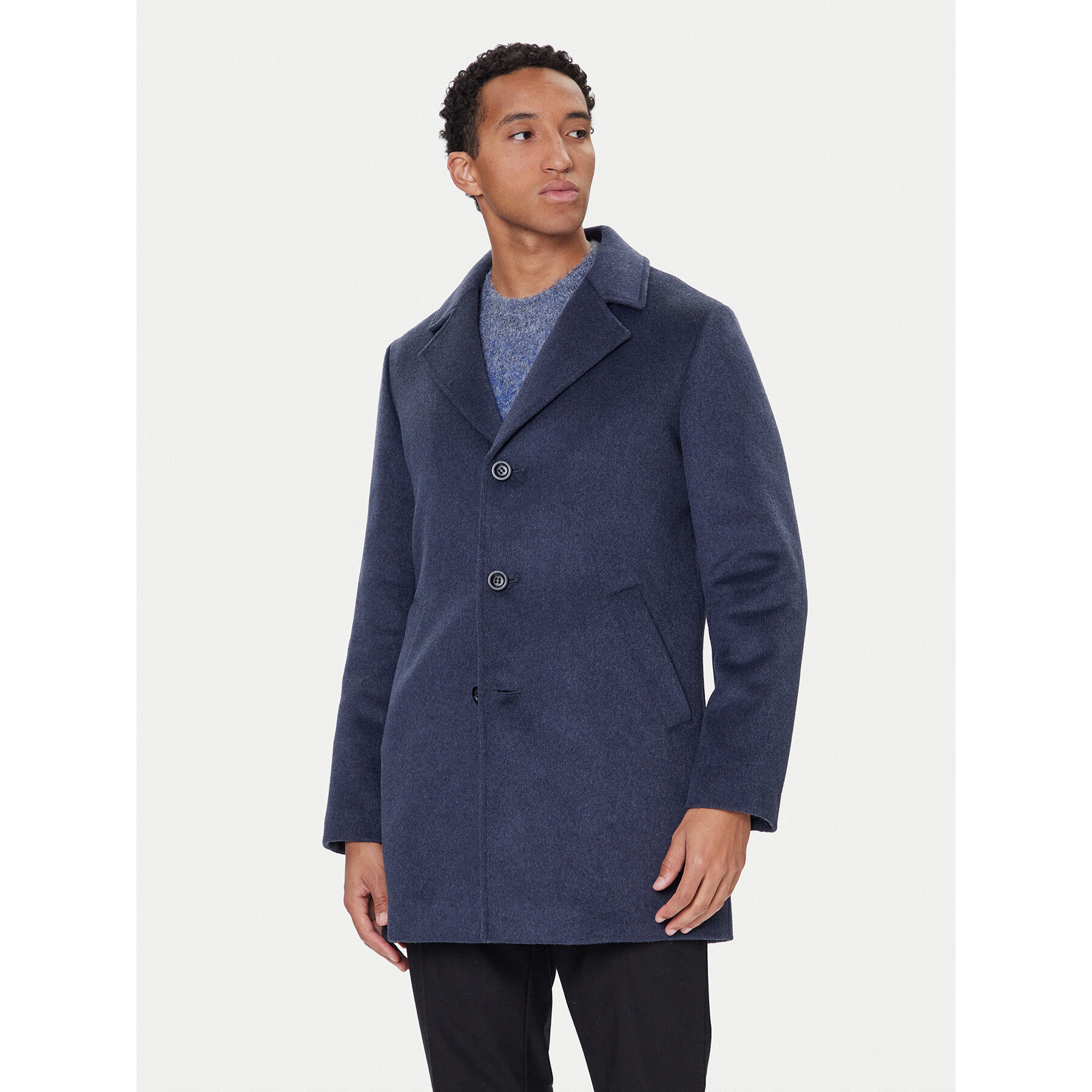 Guess Płaszcz wełniany M4BL3S WGJ82 Granatowy Slim Fit