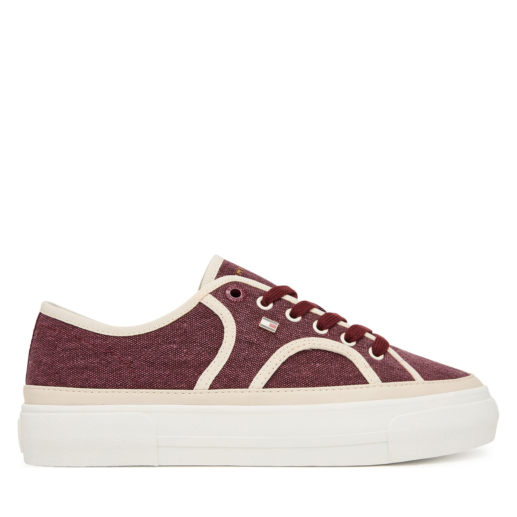 Tommy Hilfiger Tenisówki Platform Vulc Sneaker Piping FW0FW09394 Bordowy