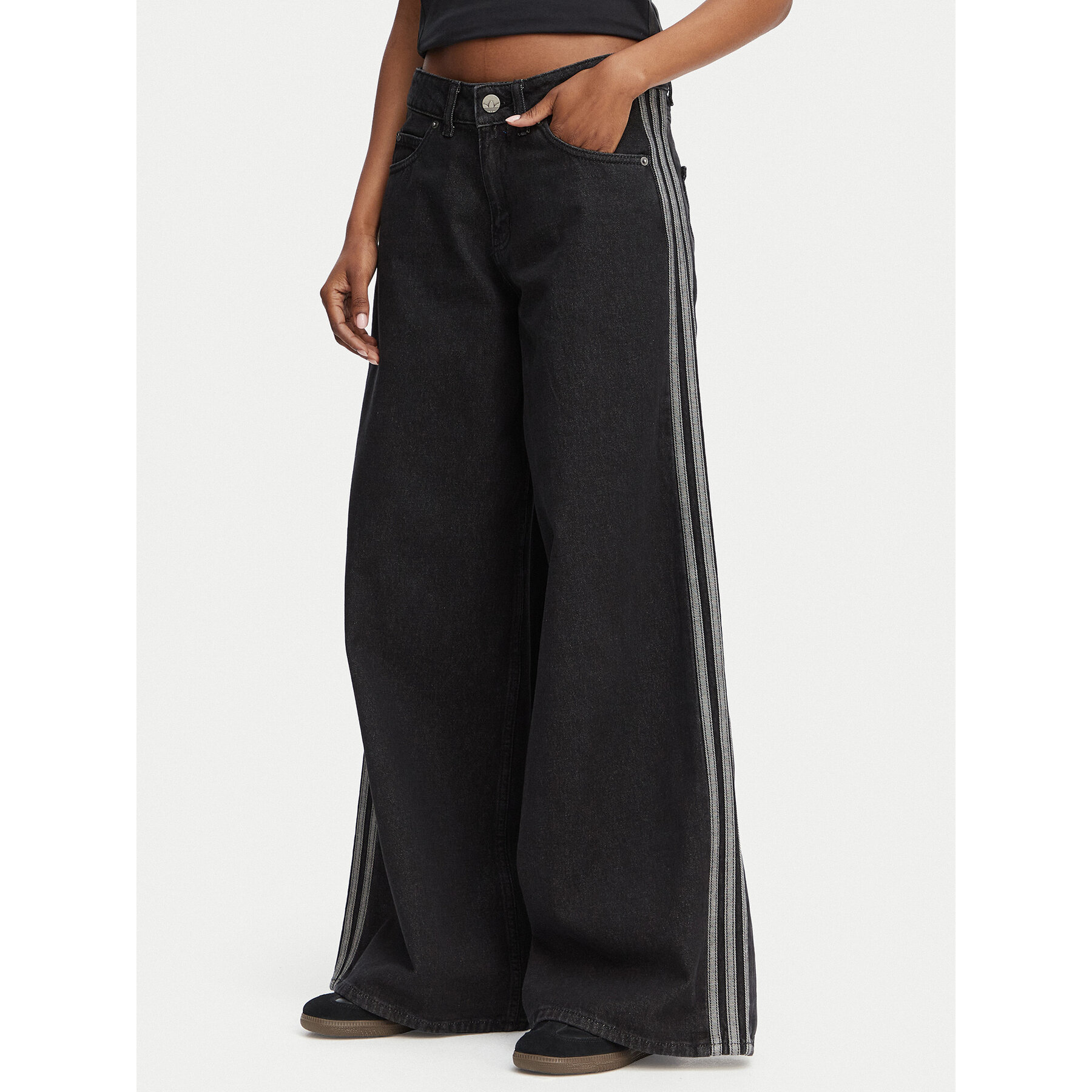 adidas Jeansy Firebird Adilenium KD2905 Czarny Wide Leg