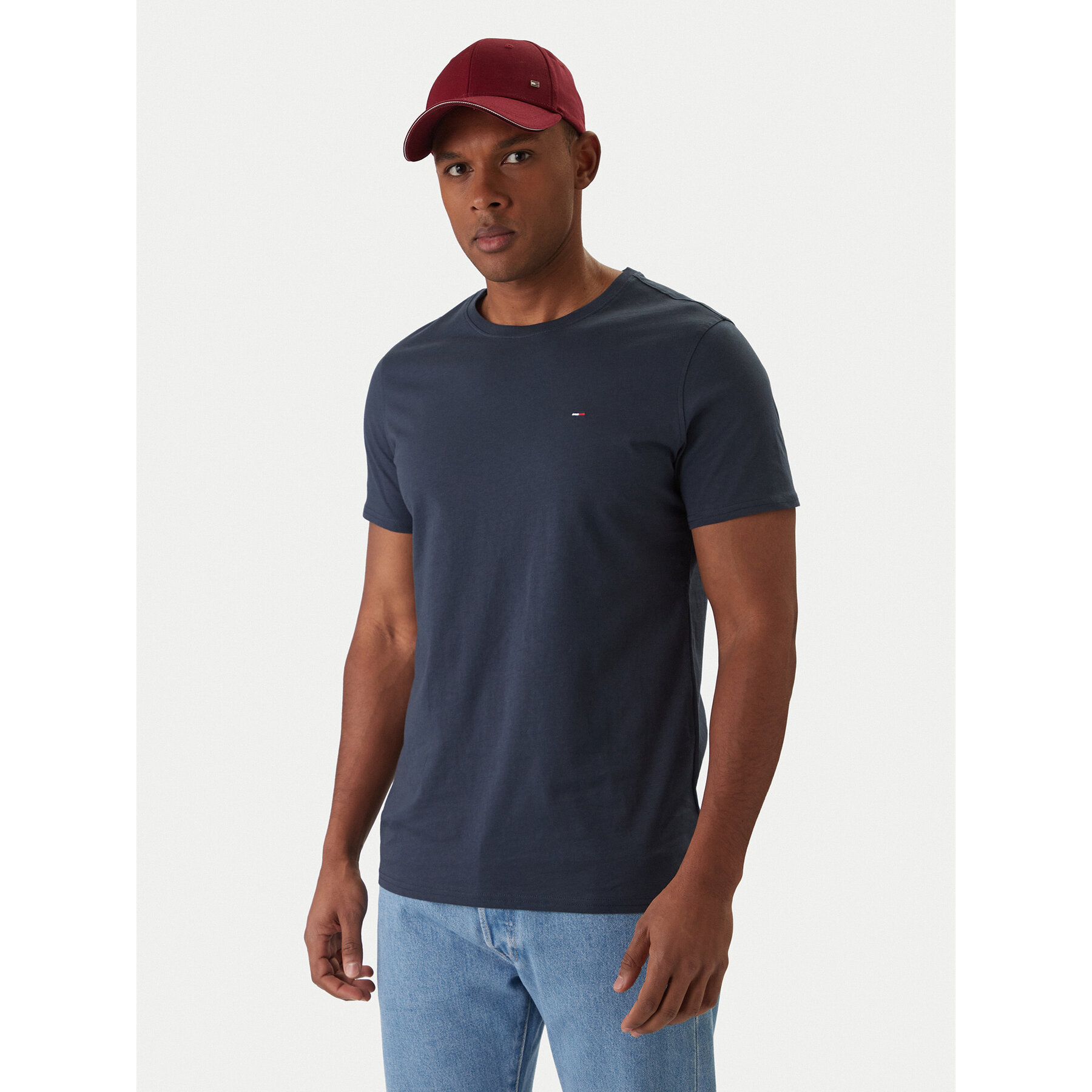 Tommy Jeans T-Shirt DM0DM04411 Granatowy Slim Fit
