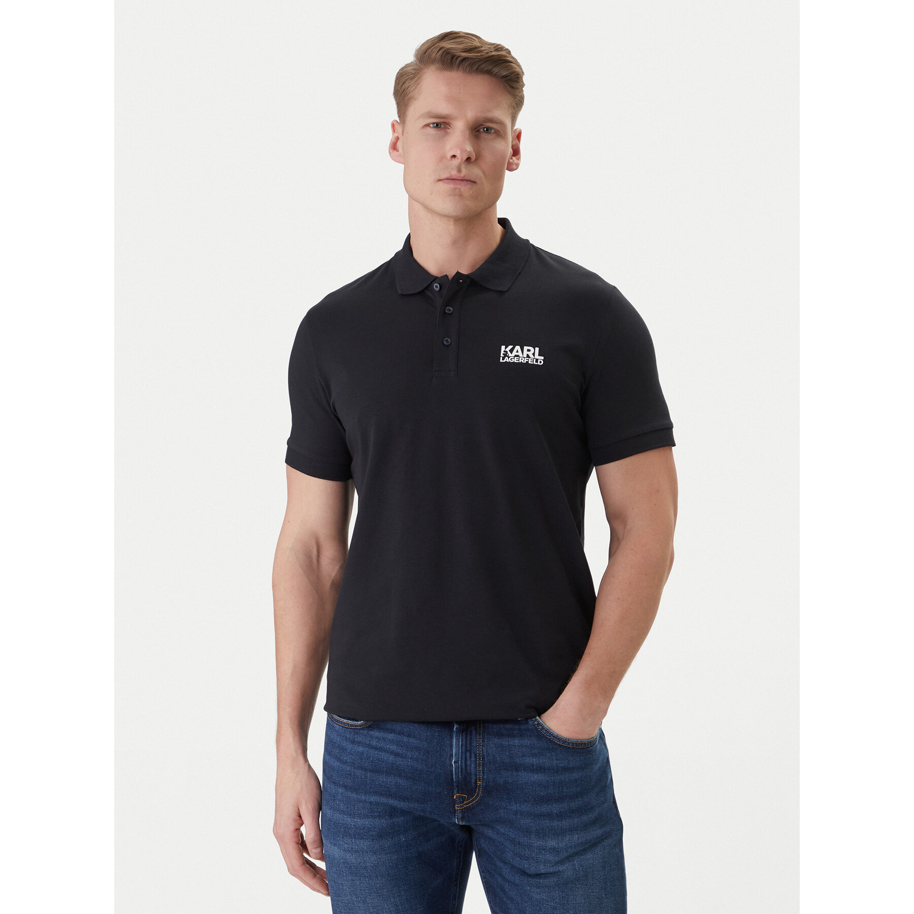 KARL LAGERFELD Polo 745780 562235 Granatowy Regular Fit