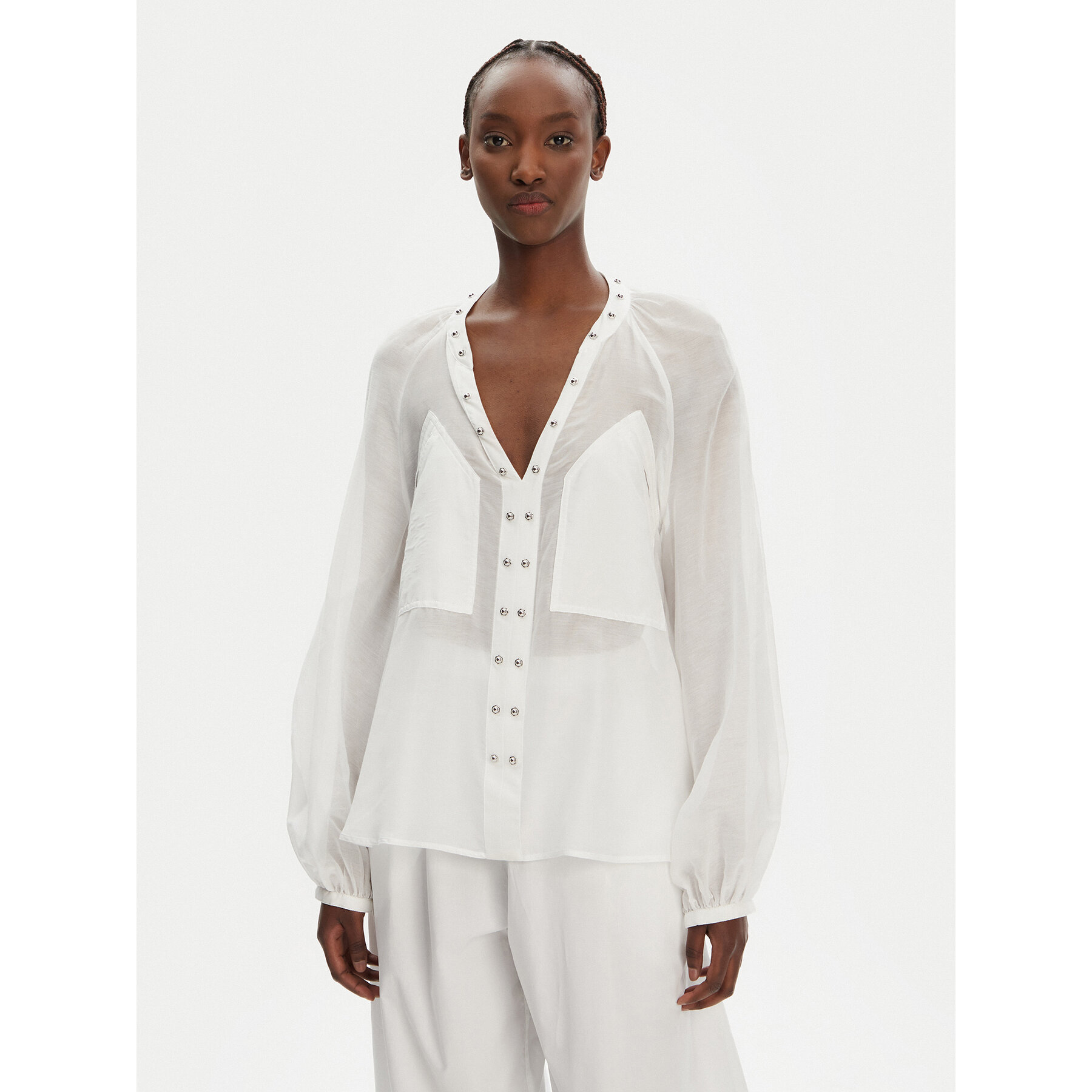 PINKO Bluzka Darren 105281 A2M7 Biały Regular Fit