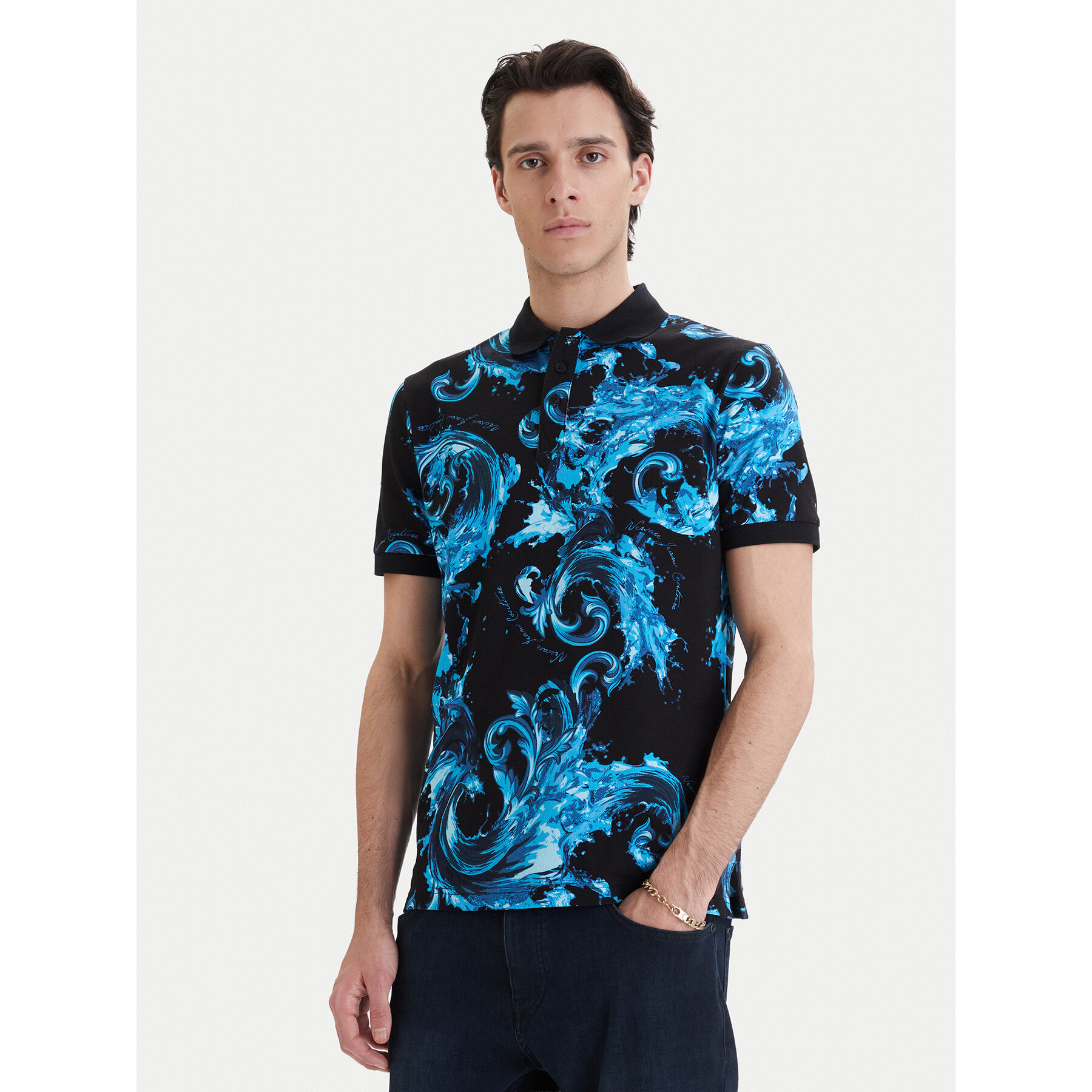 Versace Jeans Couture Polo 80GAG6S0 JS549 Niebieski Regular Fit