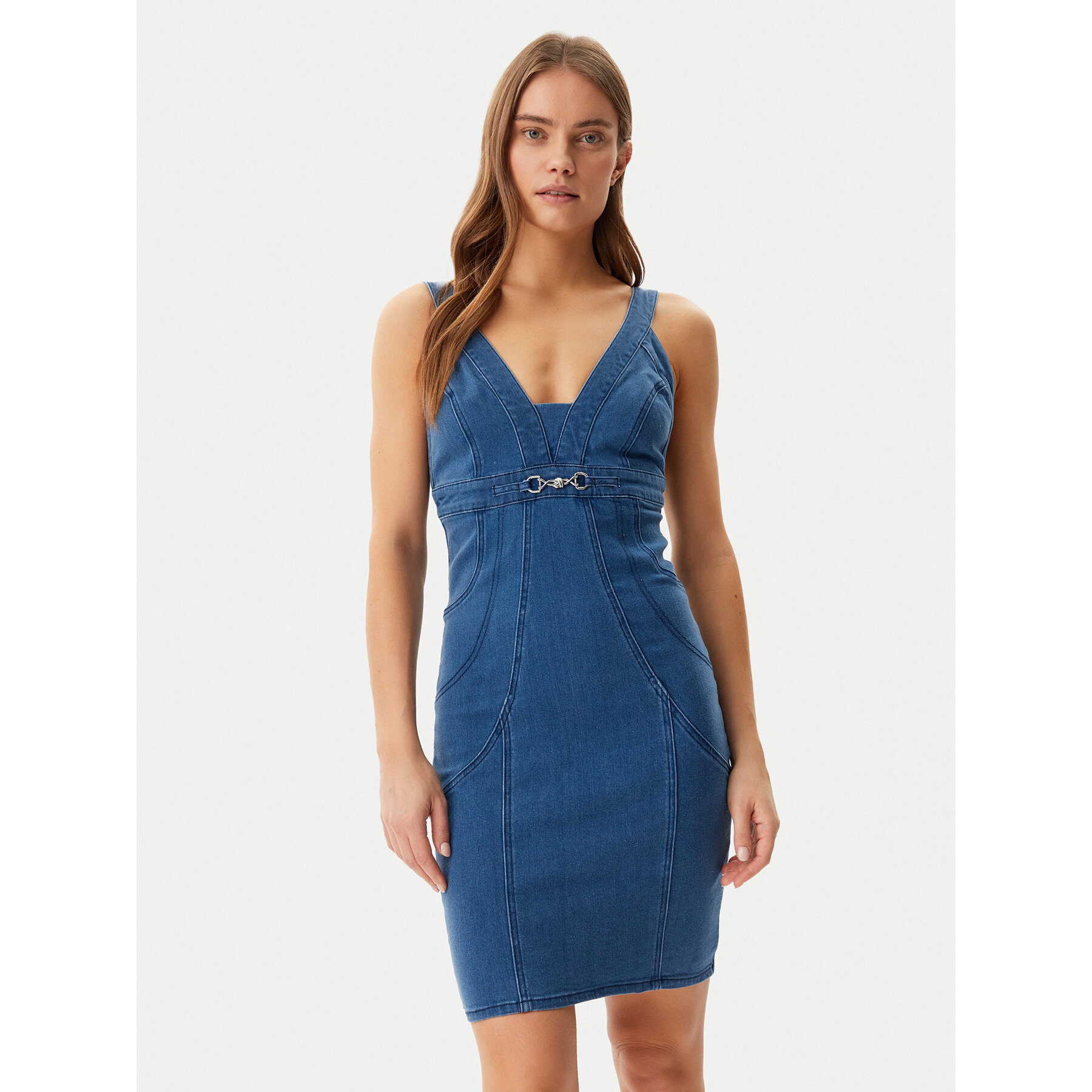 Guess Sukienka jeansowa W5GK75 D5LK0 Niebieski Regular Fit
