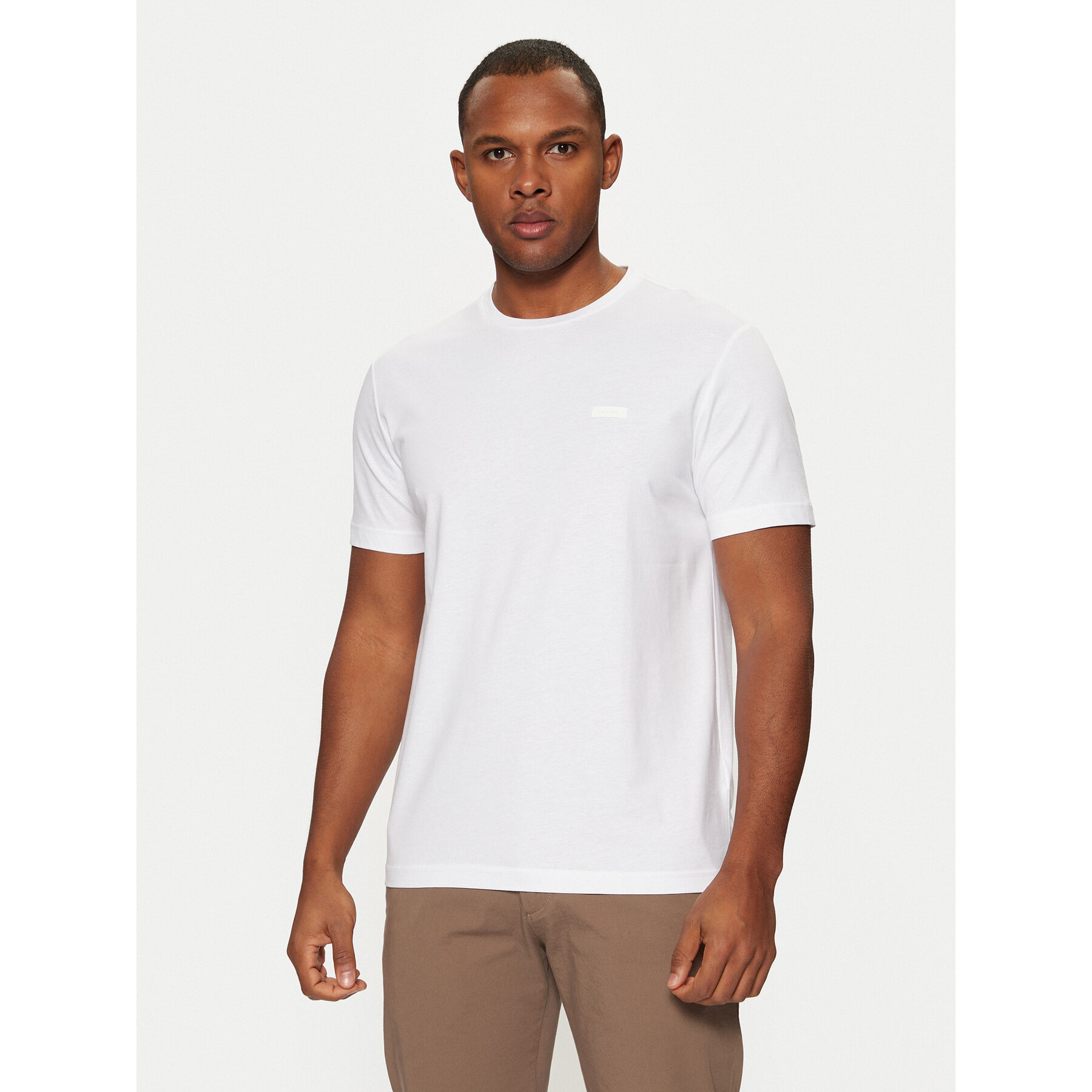 Calvin Klein T-Shirt Smooth Cotton T-Shirt K10K112229 Biały Regular Fit
