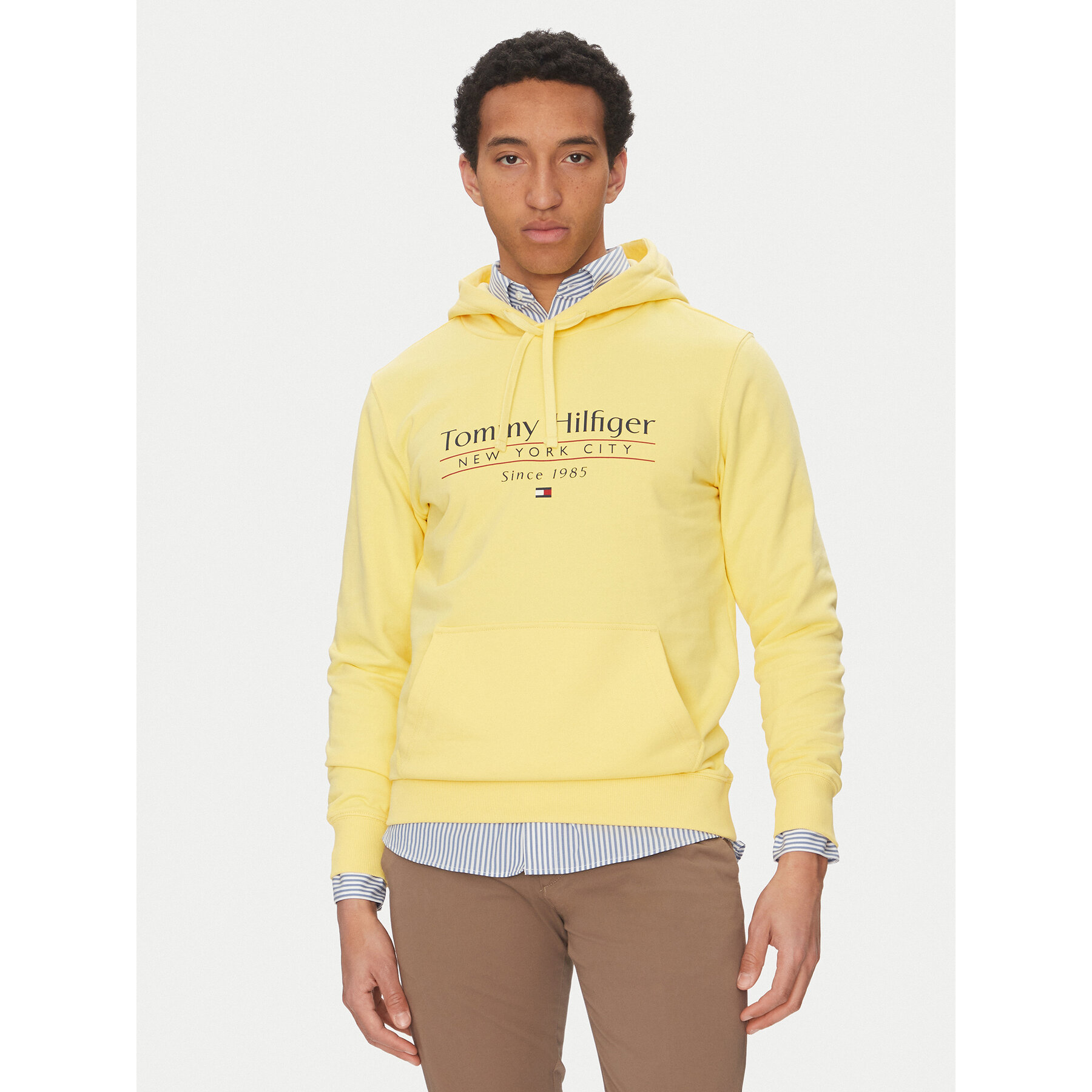 Tommy Hilfiger Bluza Center Stack MW0MW38672 Żółty Regular Fit