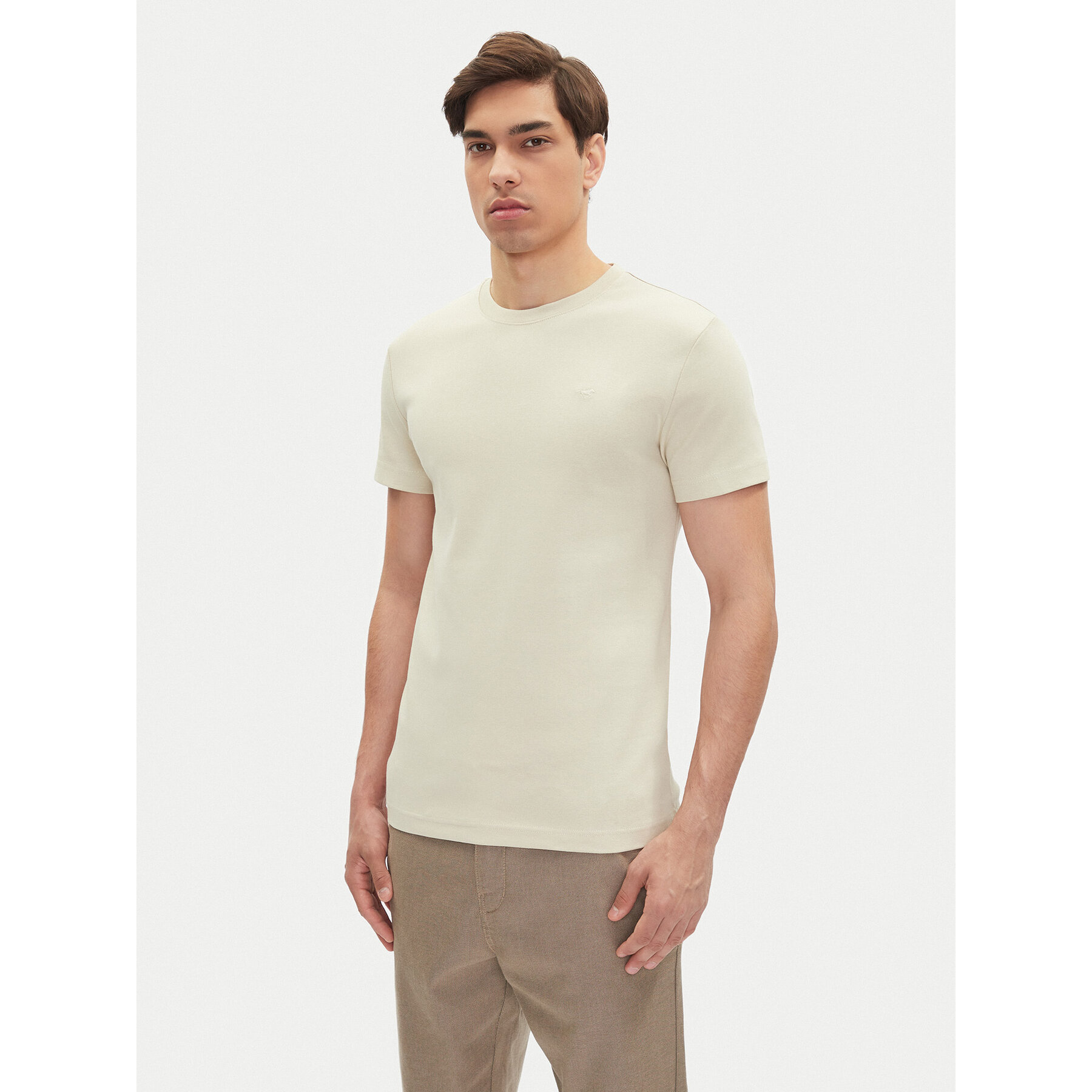 Mustang T-Shirt Allen 1016486 Beżowy Slim Fit