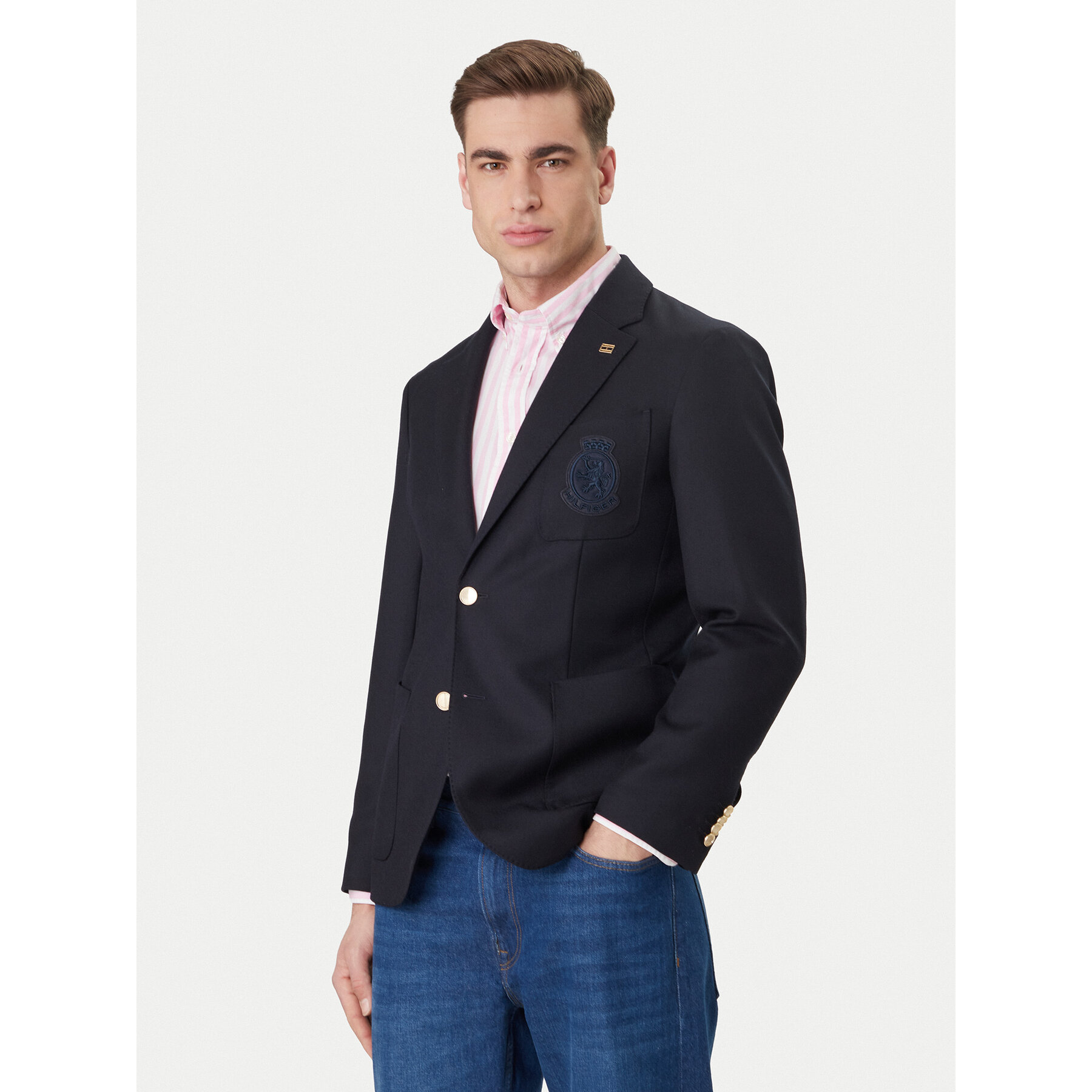 Tommy Hilfiger Marynarka Pennu Crest Club MW0MW41807 Granatowy Slim Fit