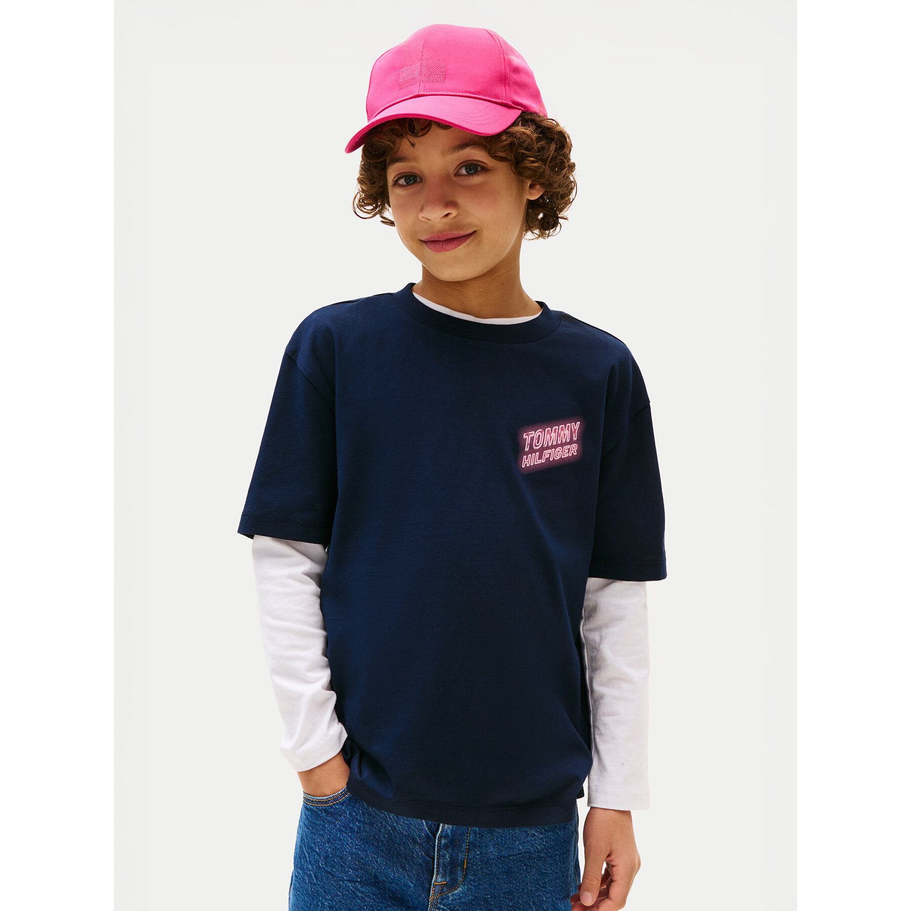 Tommy Hilfiger T-Shirt Neon Graphic KB0KB09849 Granatowy Regular Fit