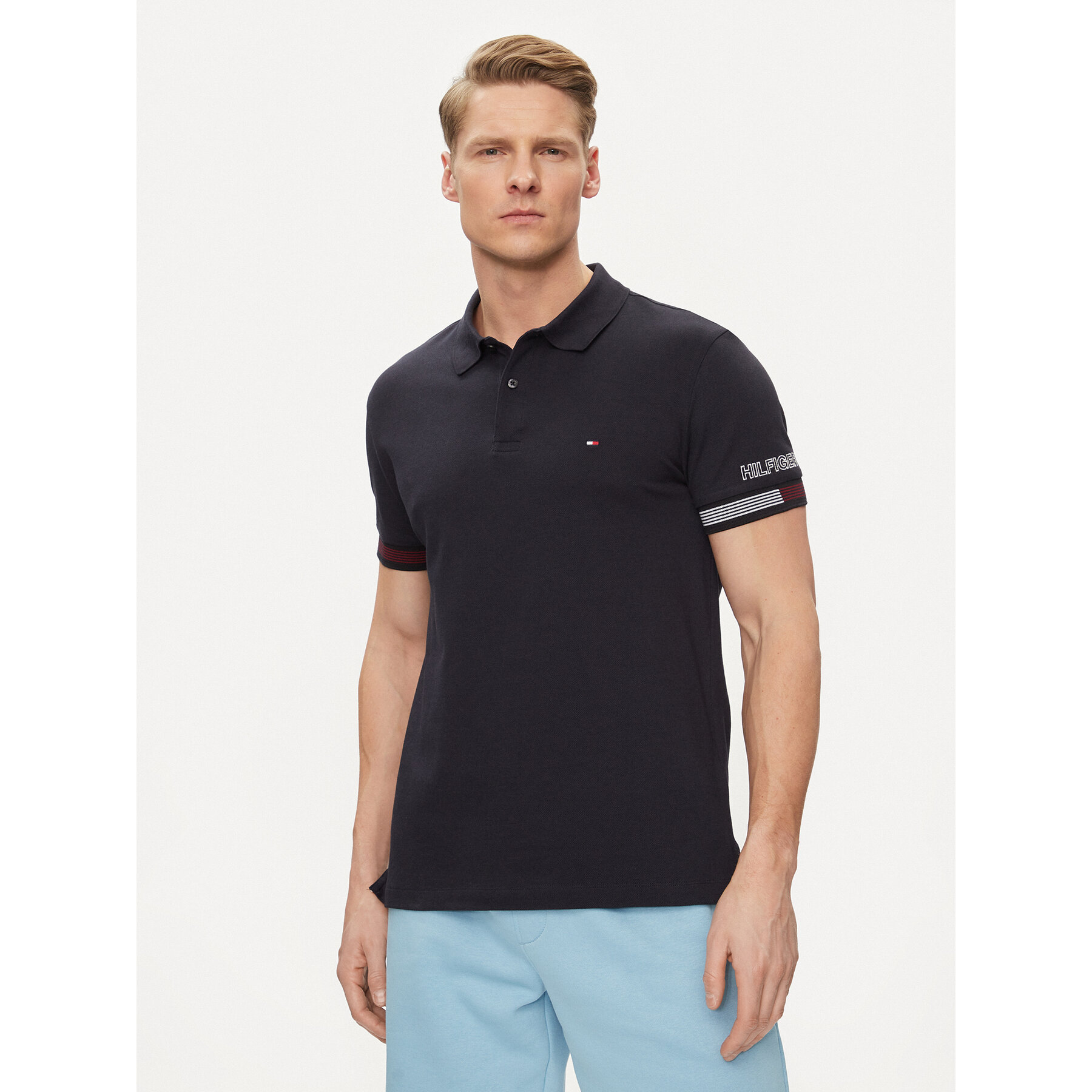 Tommy Hilfiger Polo Flag MW0MW34780 Granatowy Slim Fit