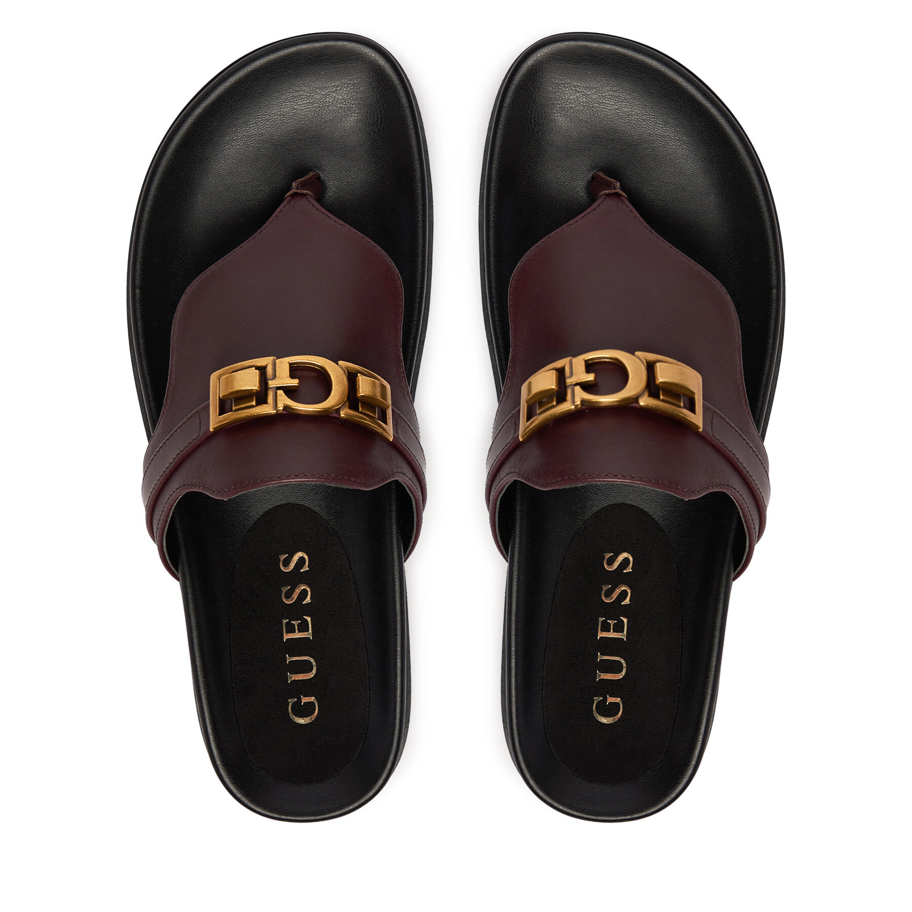 Guess Japonki FLJFRR LEA03 Bordowy