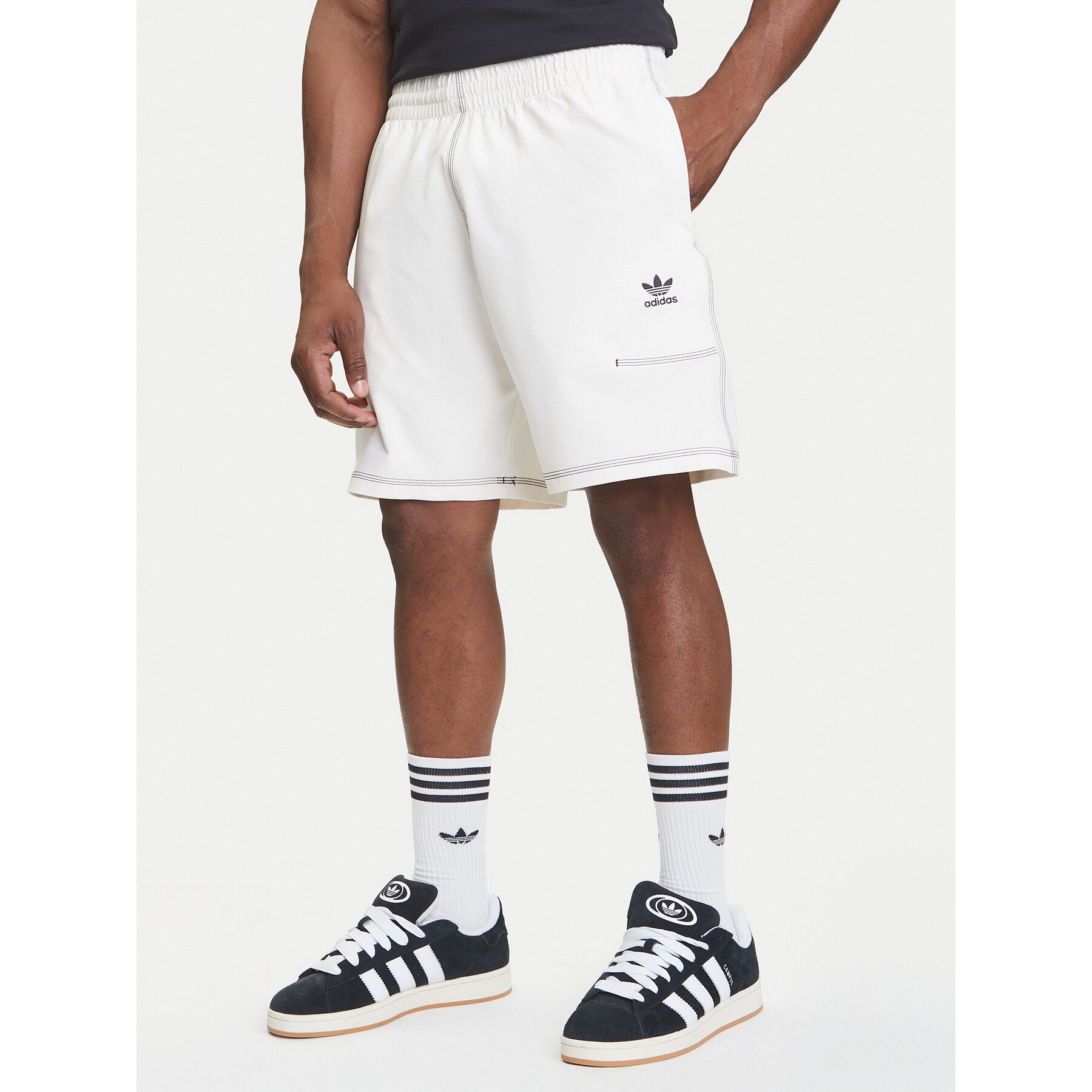 adidas Szorty sportowe Trefoil Essentials KA8541 Écru Loose Fit