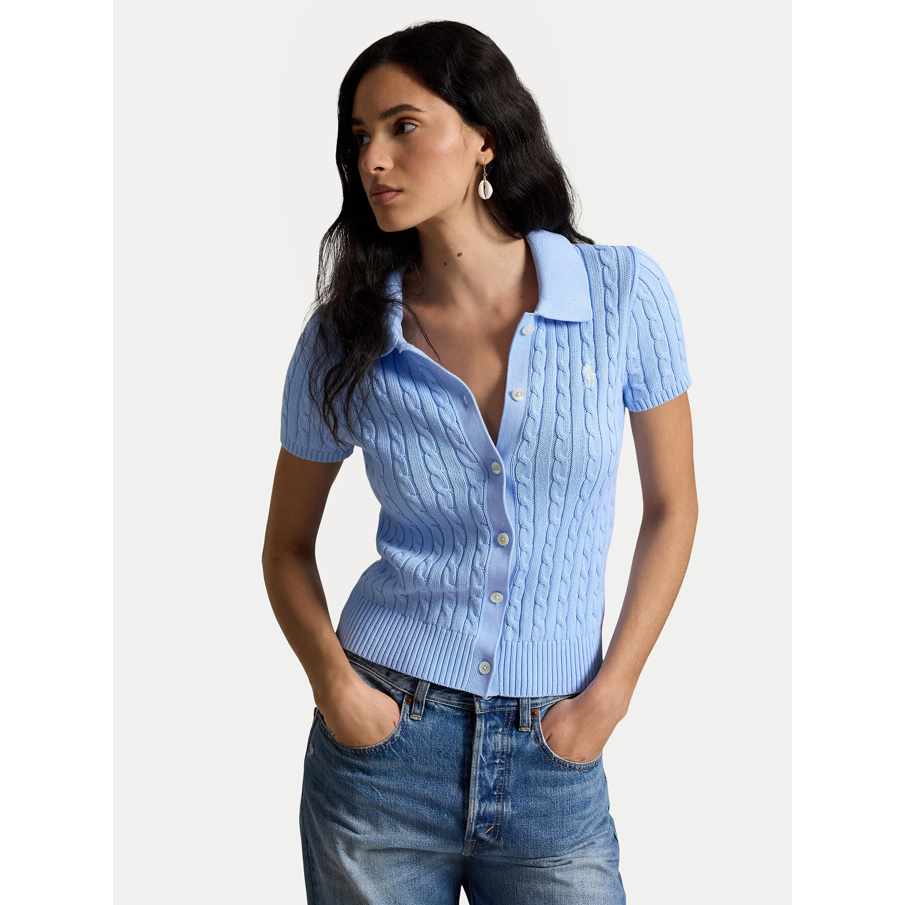Polo Ralph Lauren Kardigan 211963486500 Niebieski jasny Slim Fit