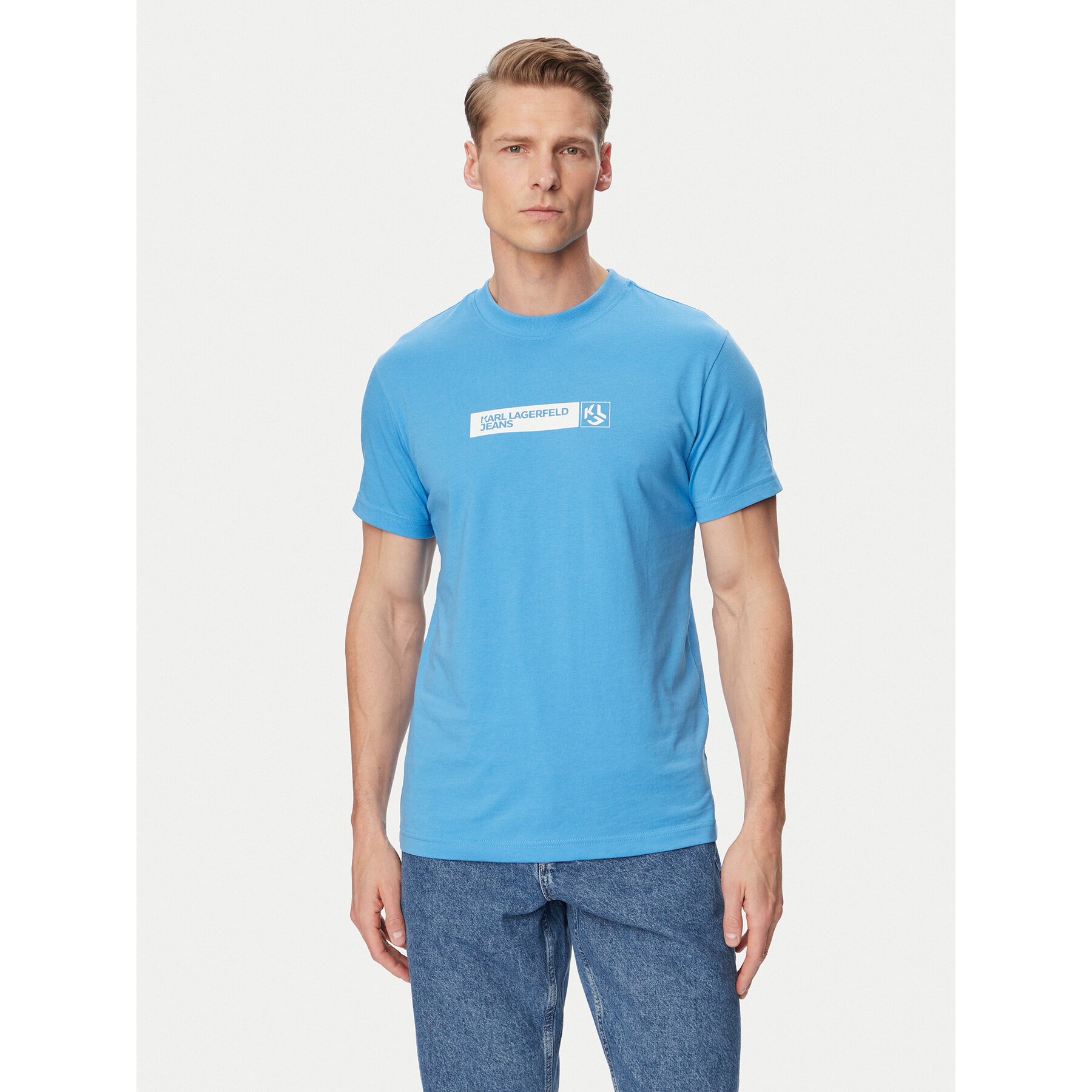 Karl Lagerfeld Jeans T-Shirt A1M17112 Niebieski Slim Fit