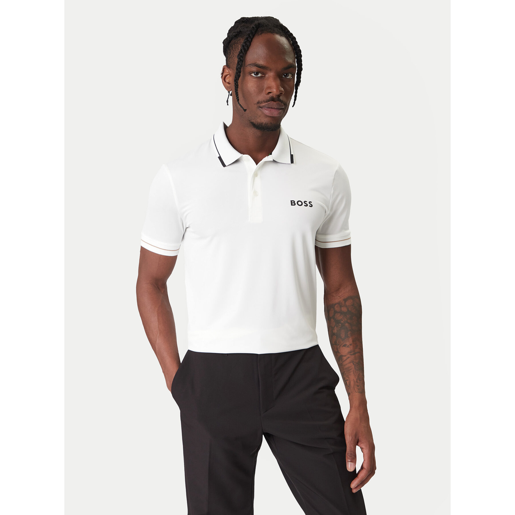 BOSS Polo Paul Pro 50506203 Biały Slim Fit