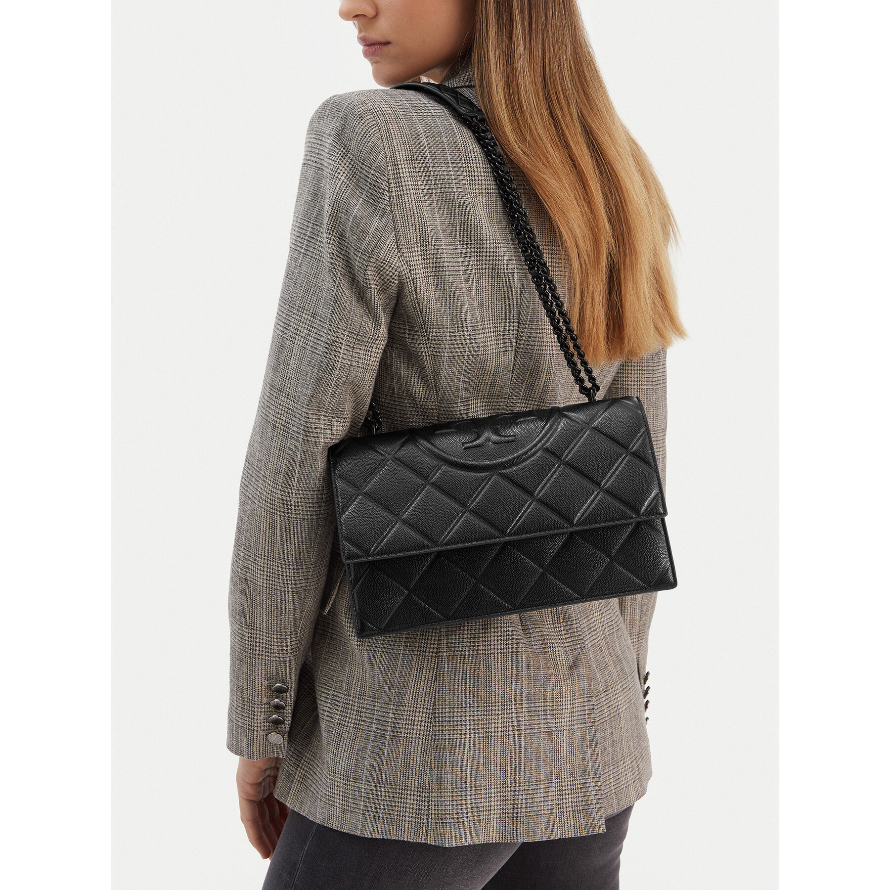Tory Burch Torebka Fleming Soft Grain Convertible Shoulder Bag 169791 Czarny