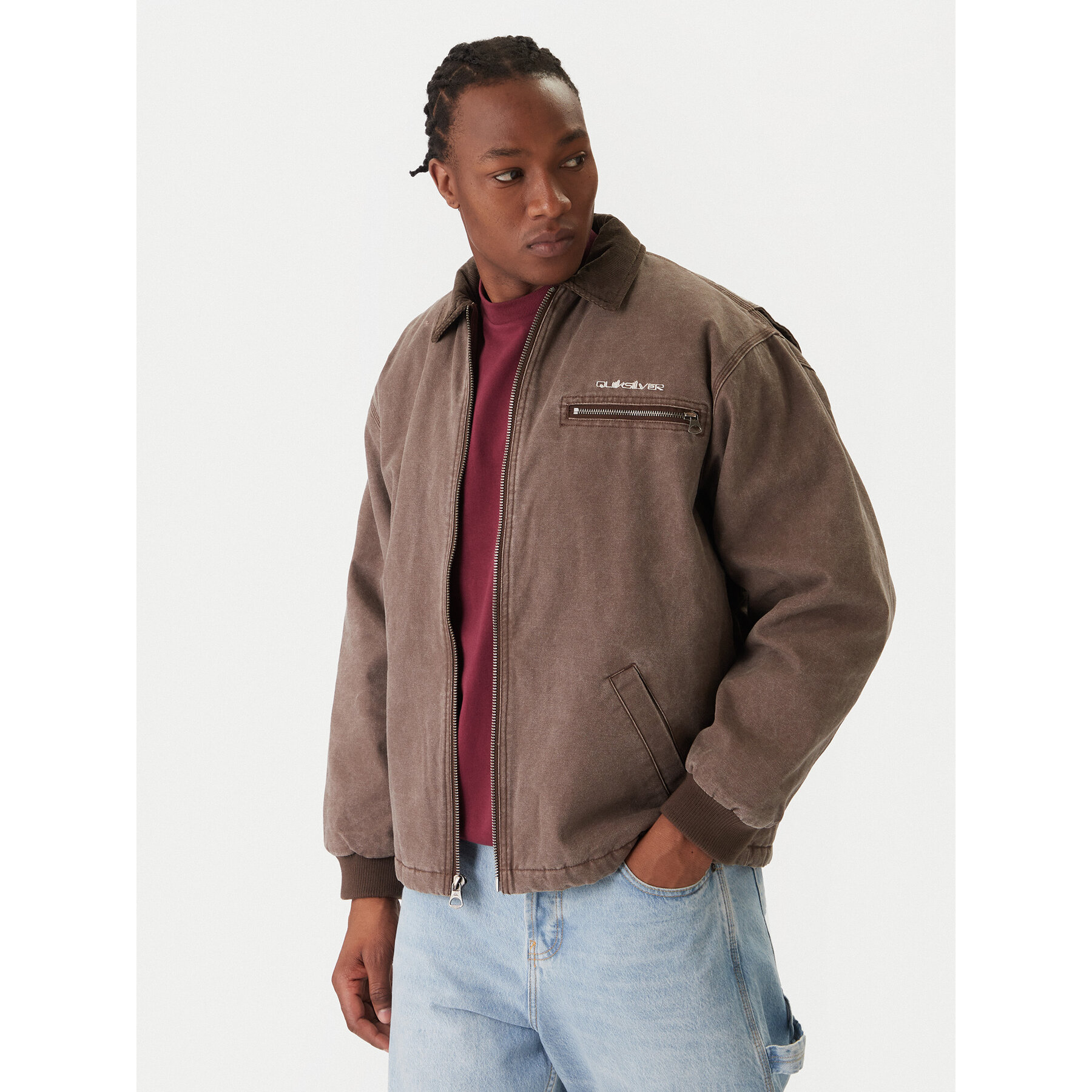 Quiksilver Kurtka jeansowa Shaper Pad EQYJK04174 Brązowy Regular Fit