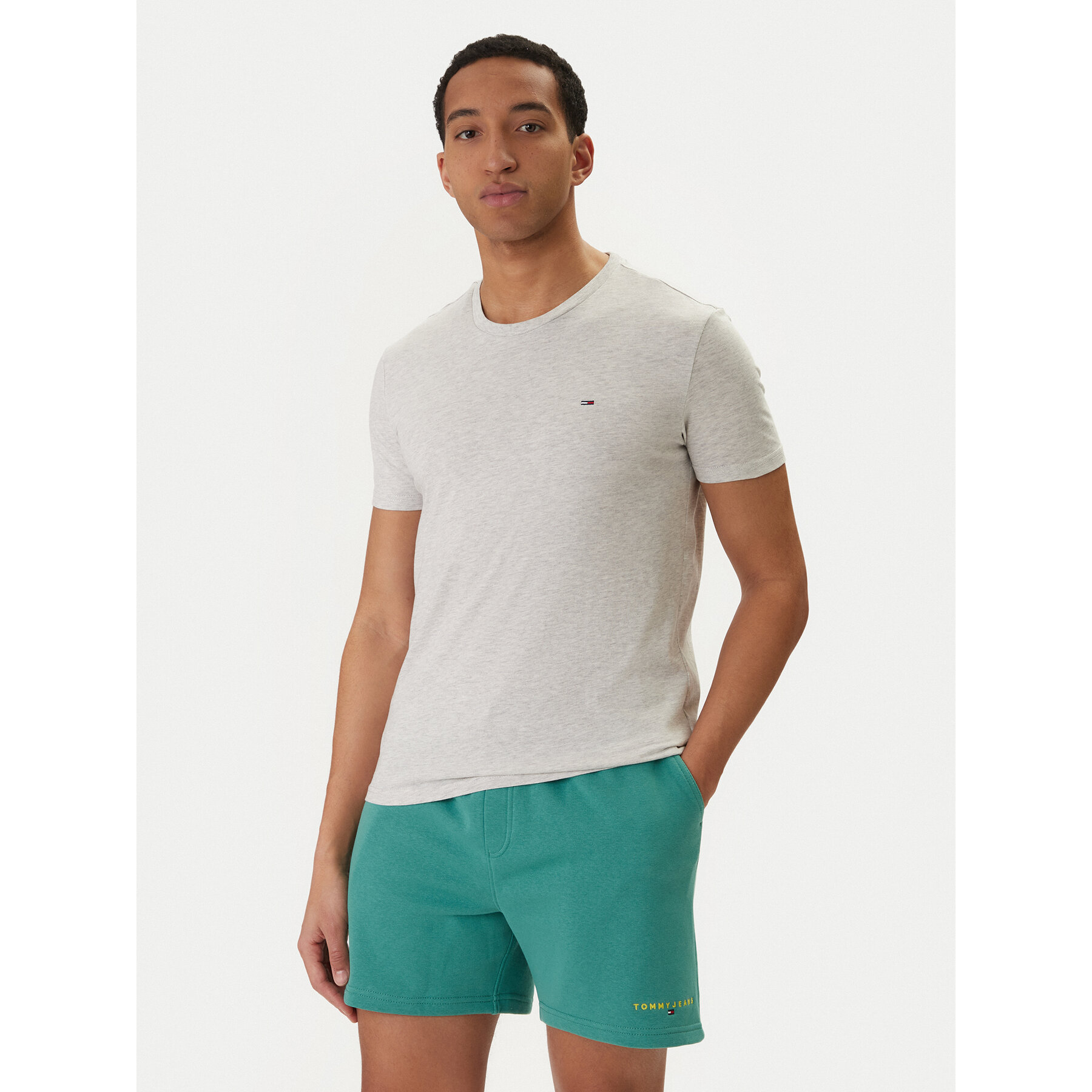 Tommy Jeans T-Shirt DM0DM20363 Szary Slim Fit