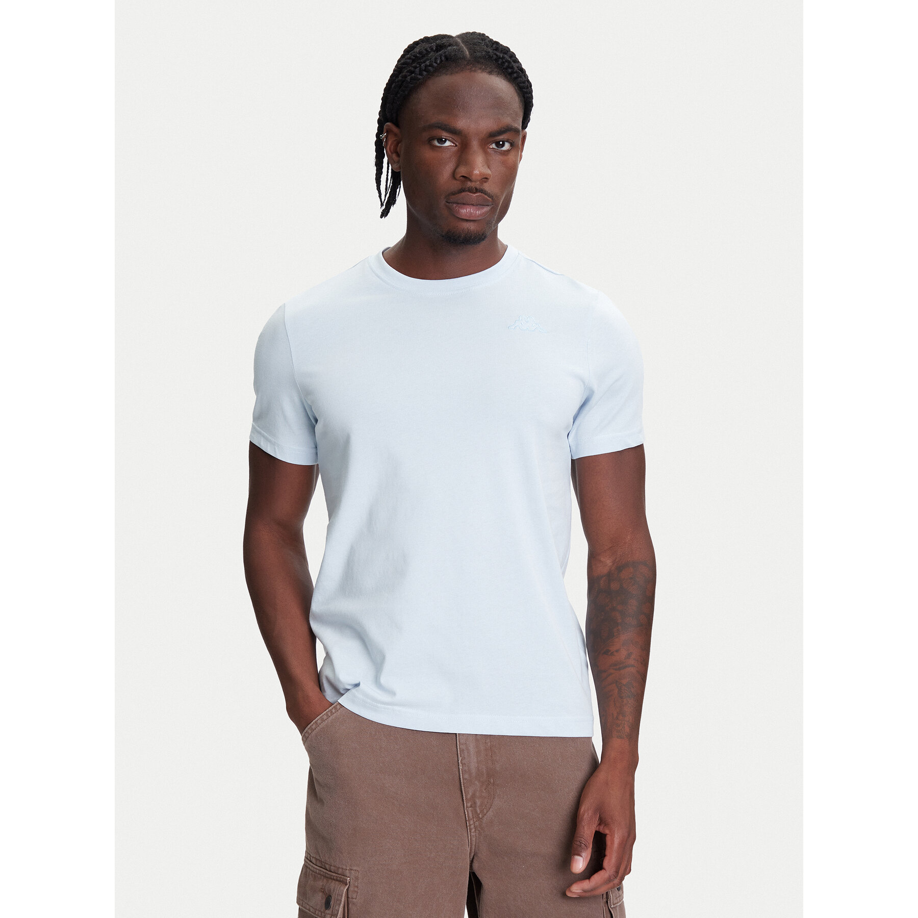 Kappa T-Shirt Logo Korpo Cafers 304J150 Błękitny Slim Fit