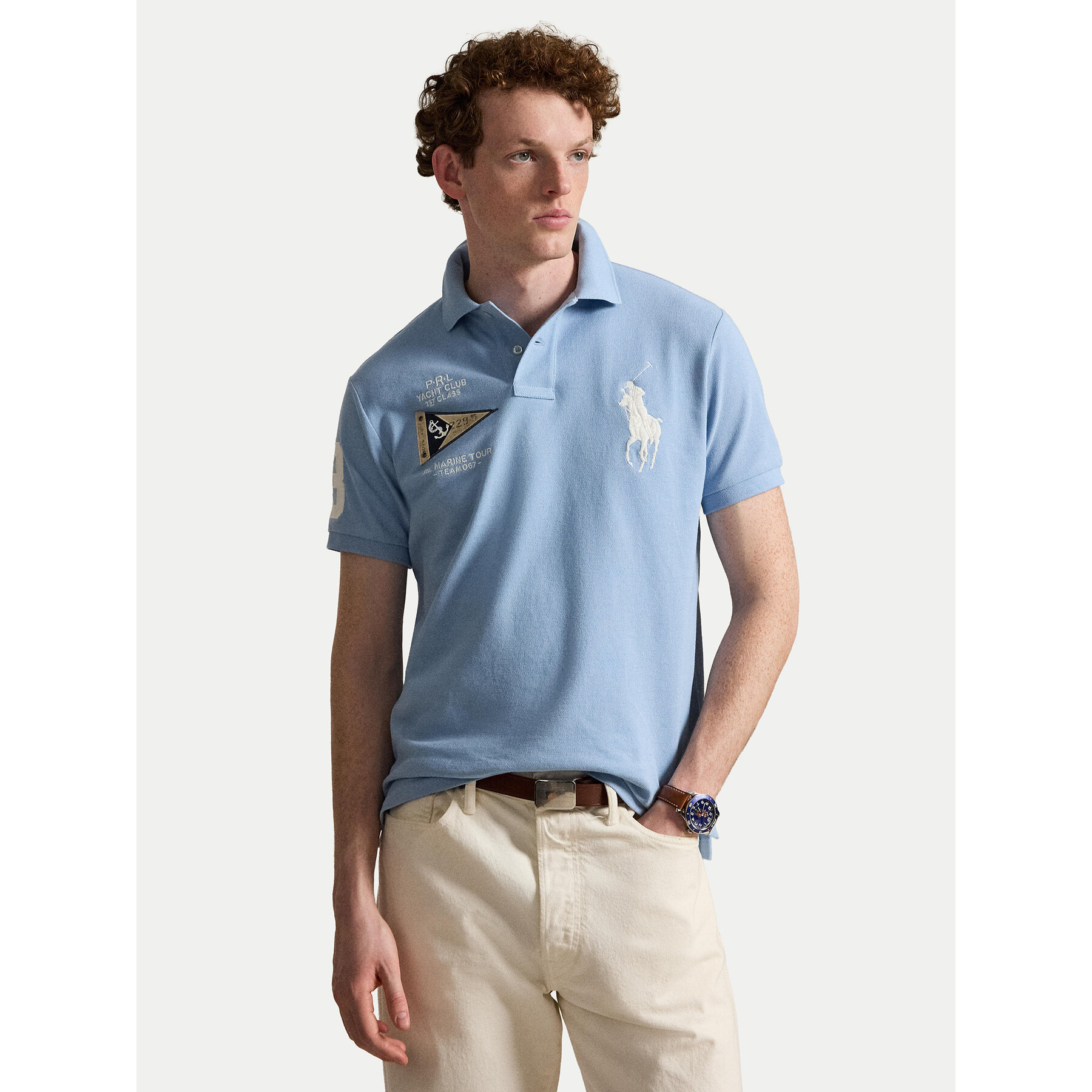 Polo Ralph Lauren Polo 710B21921002 Niebieski jasny Custom Slim Fit