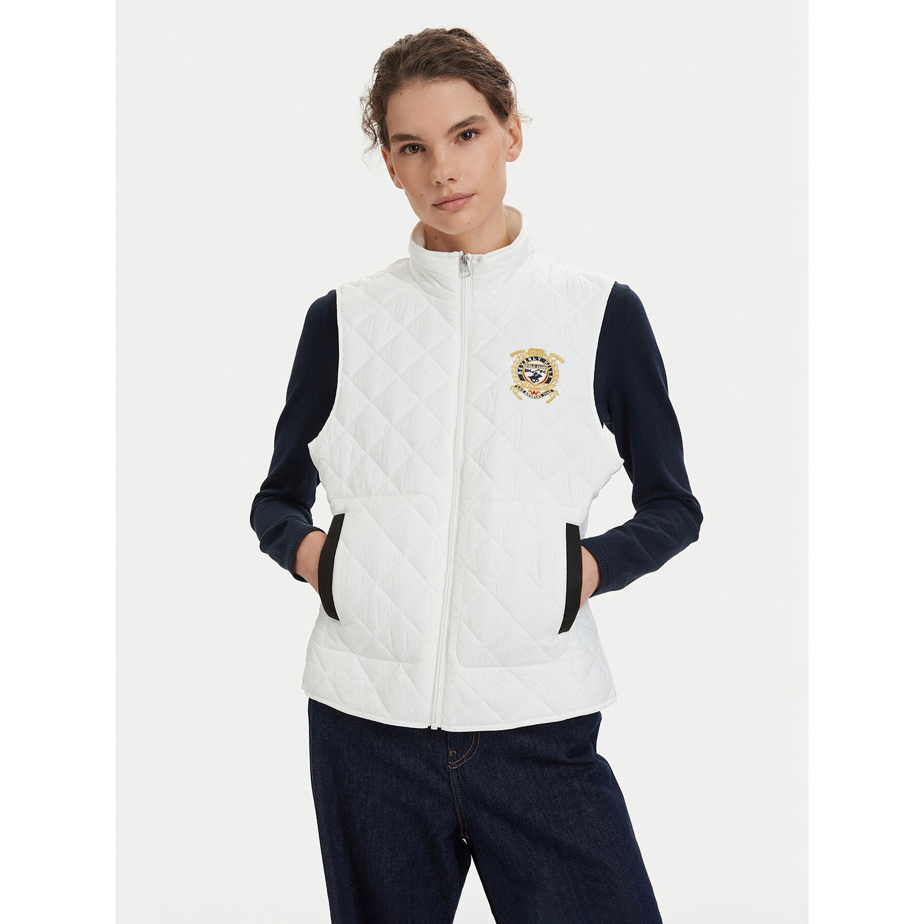 Beverly Hills Polo Club Bezrękawnik P-SS26W-JK0281-0009 Kremowy Regular Fit
