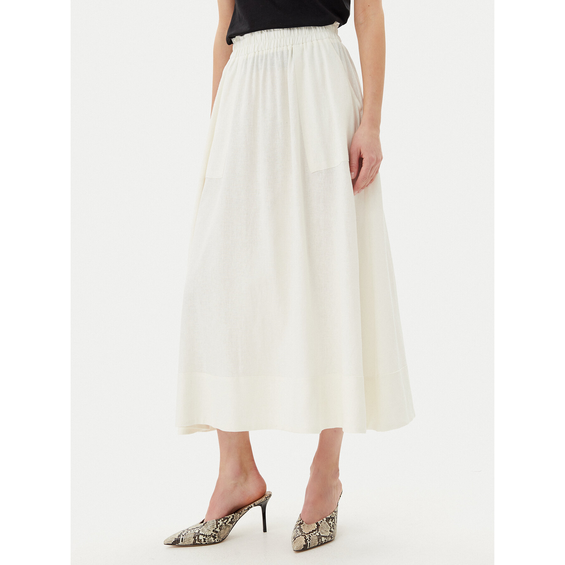YAS Spódnica maxi Flaxy 26036370 Biały Regular Fit