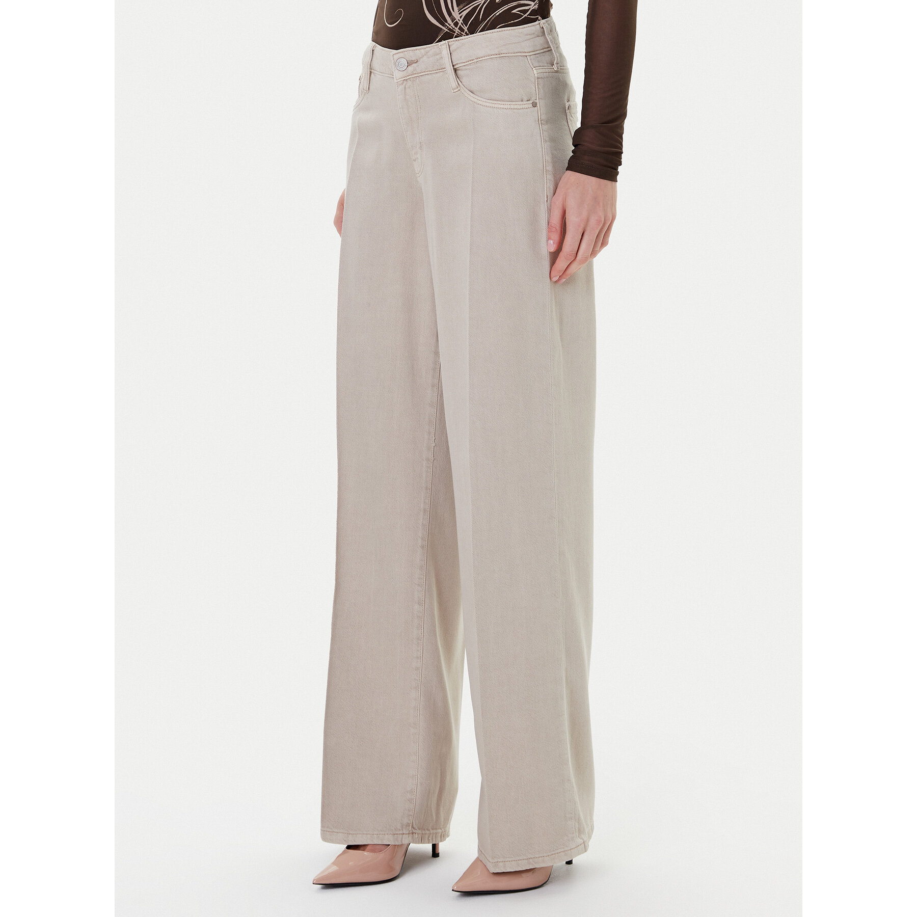 Guess Jeansy W5RA96 WFD53 Beżowy Palazzo Fit