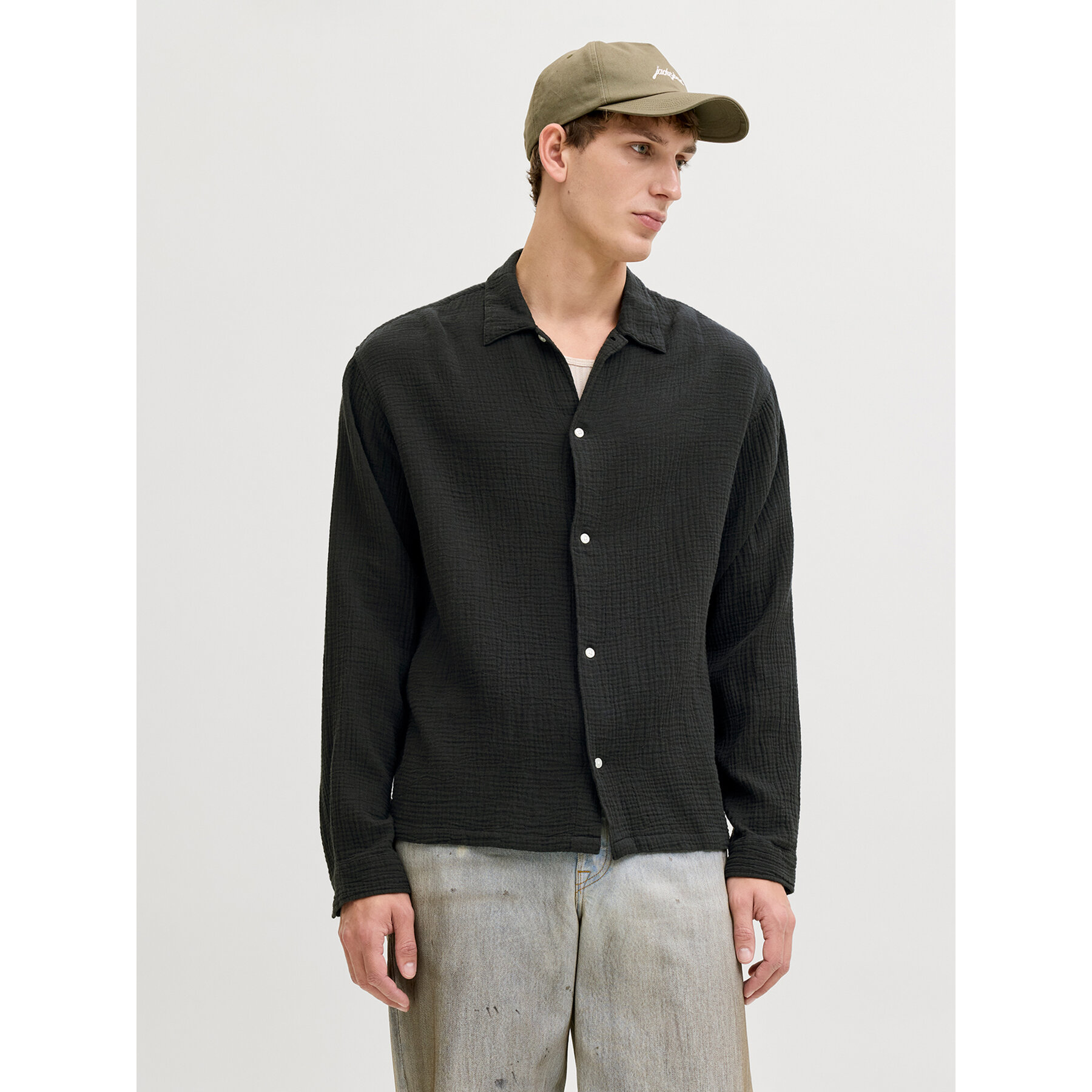 Jack & Jones Koszula Nantucket 12291804 Czarny Relaxed Fit