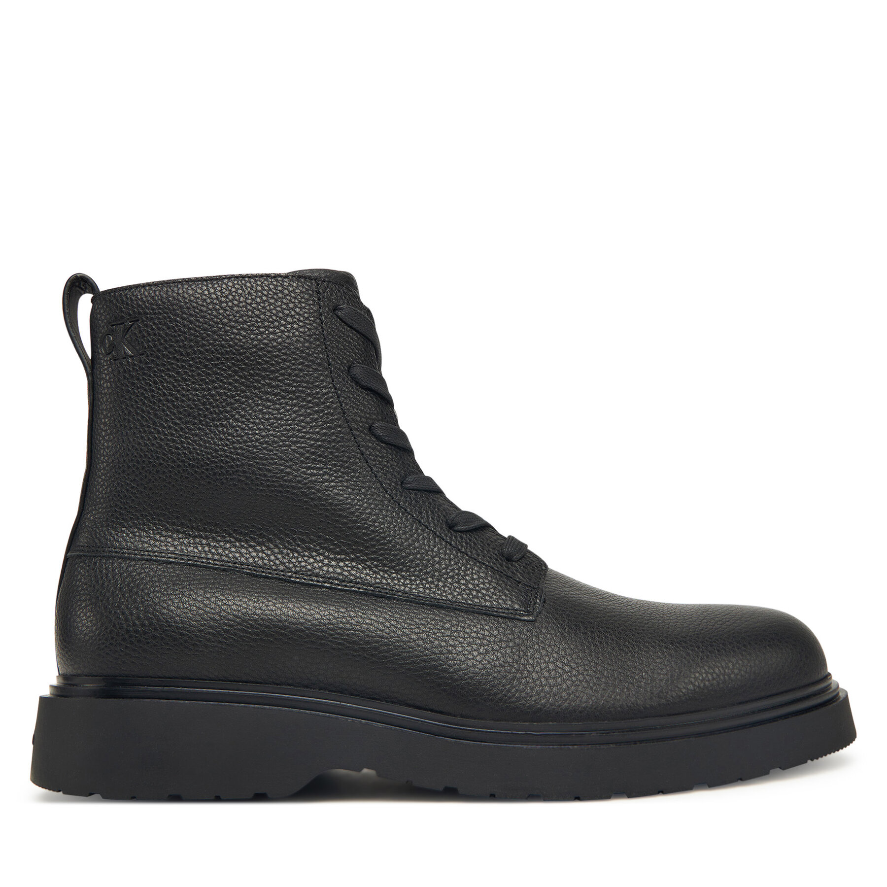 Calvin Klein Trzewiki Combat Ess Lace Up Zip Boot Lth YM0YM01373 Czarny