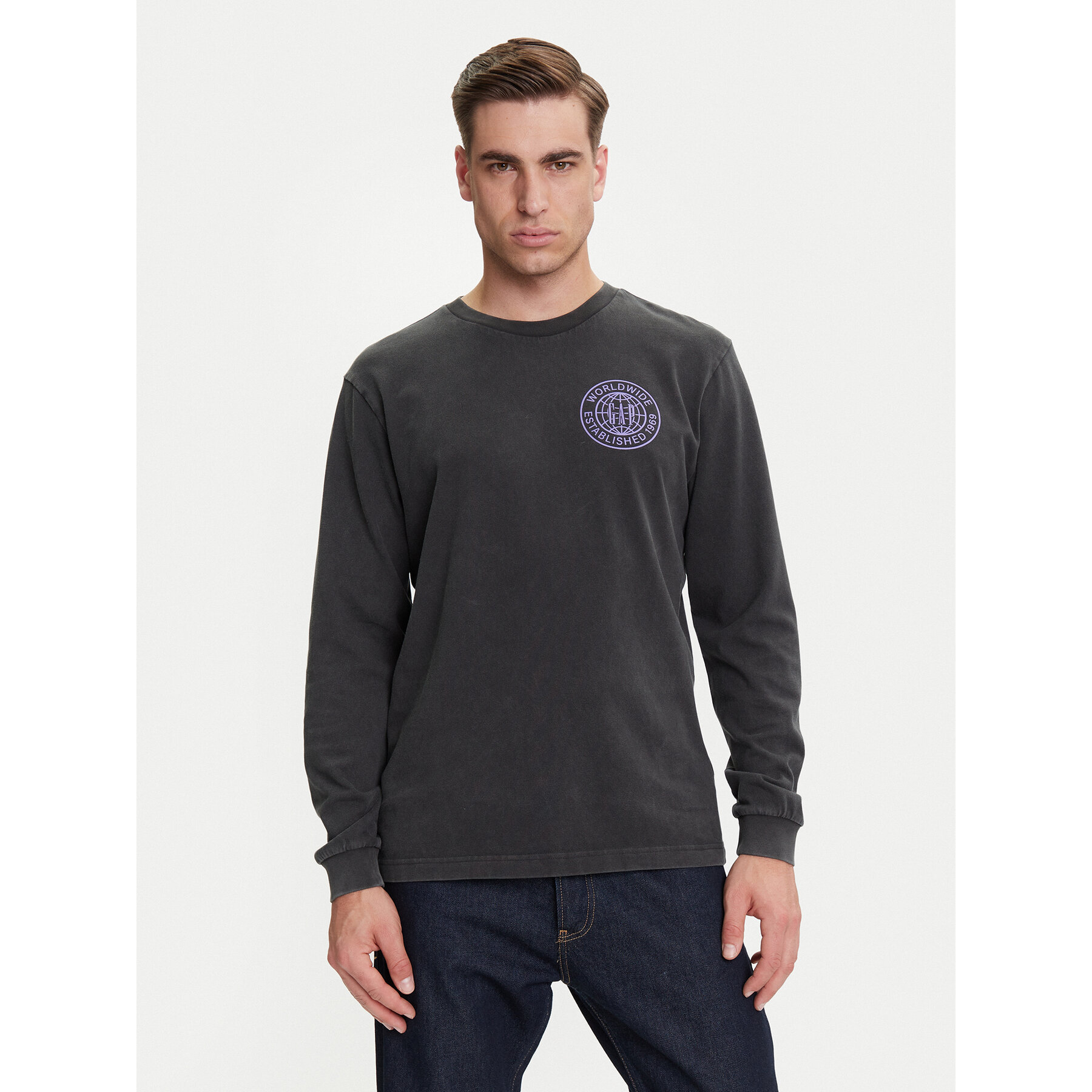 Gap Longsleeve 765034-03 Czarny Regular Fit