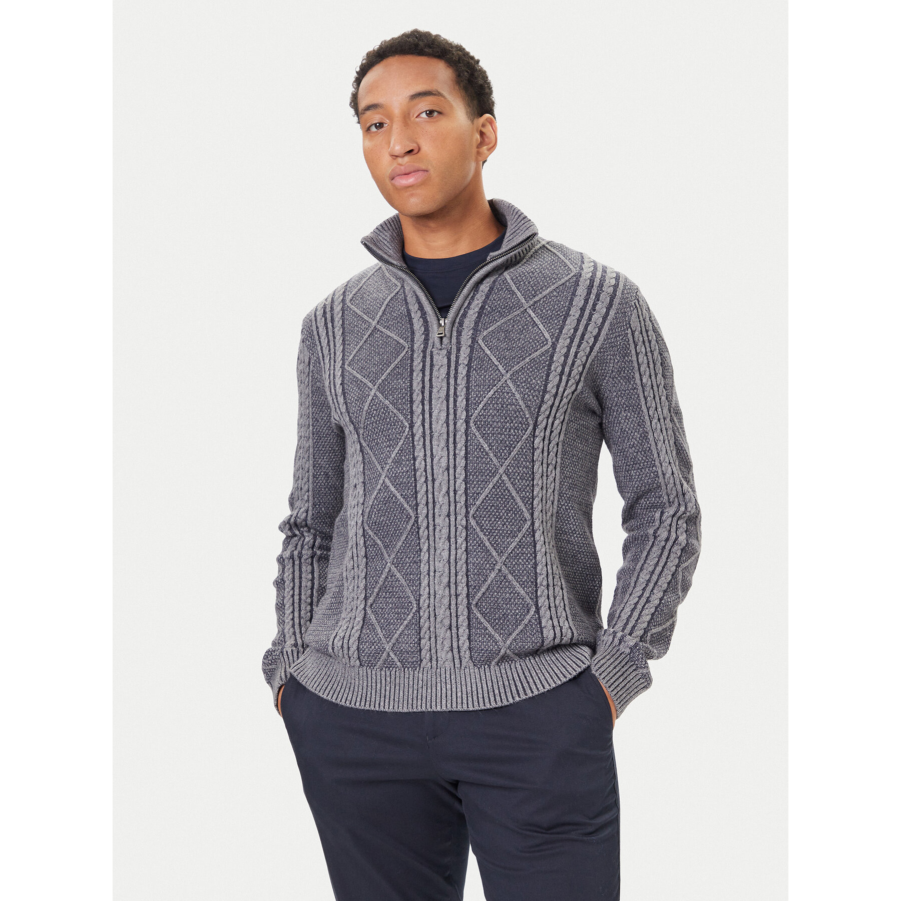 Guess Sweter M5BR44 Z2ZK2 Granatowy Regular Fit
