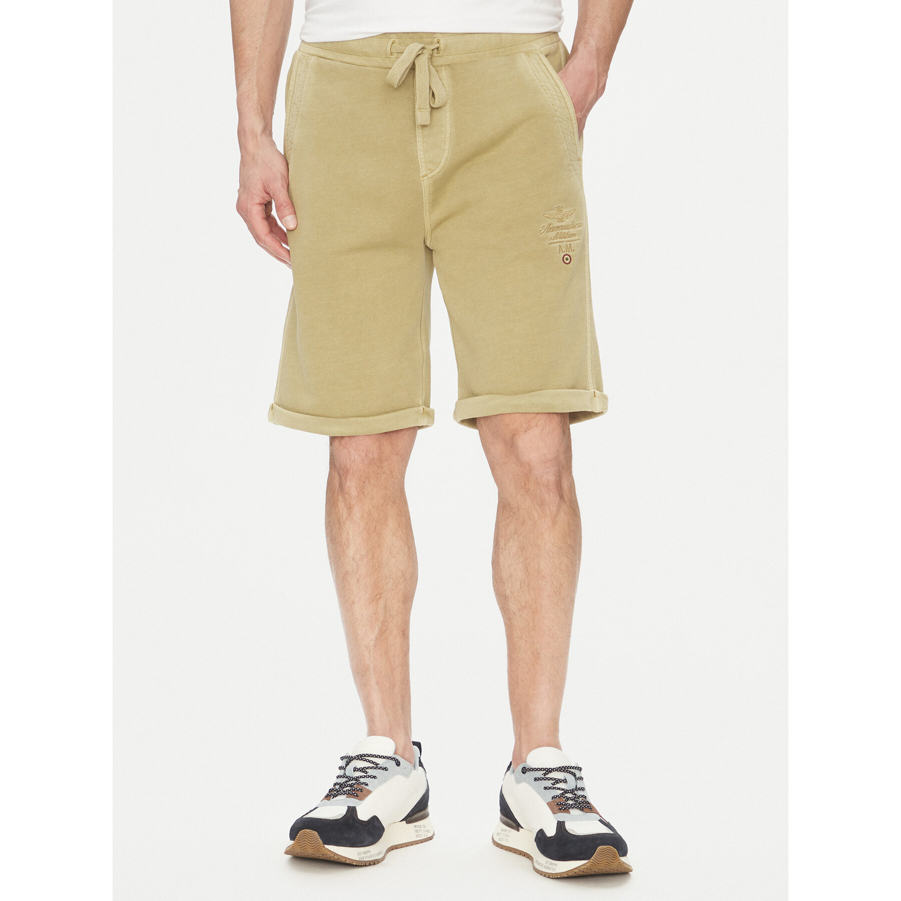 Aeronautica Militare Szorty sportowe 251BF016F583 Beżowy Regular Fit