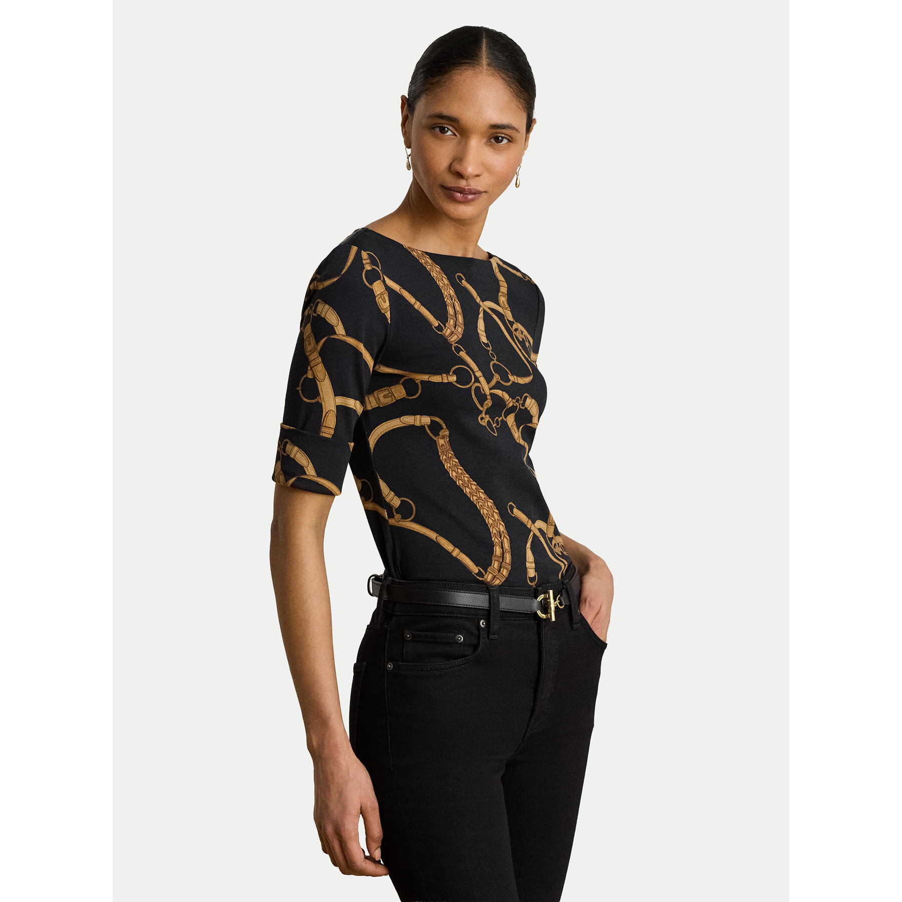LAUREN RALPH LAUREN Bluzka Judy 200P13948001 Czarny Regular Fit