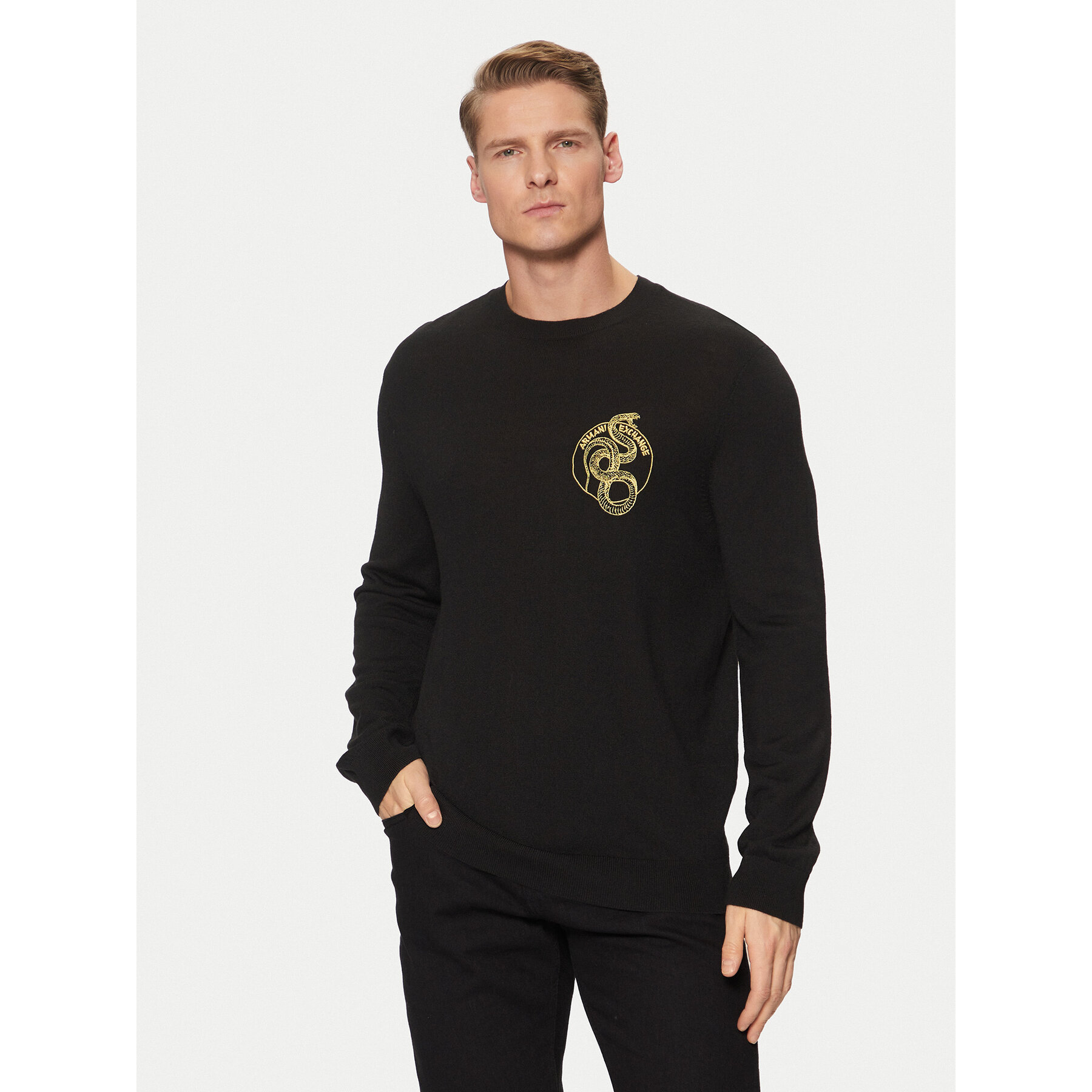 Armani Exchange Sweter XM000188 AF11982 UC001 Czarny Regular Fit