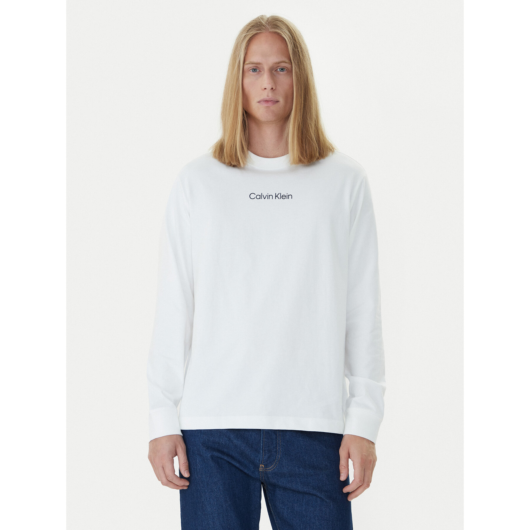 Calvin Klein Longsleeve Standard Logo LV04LD232G Biały Relaxed Fit