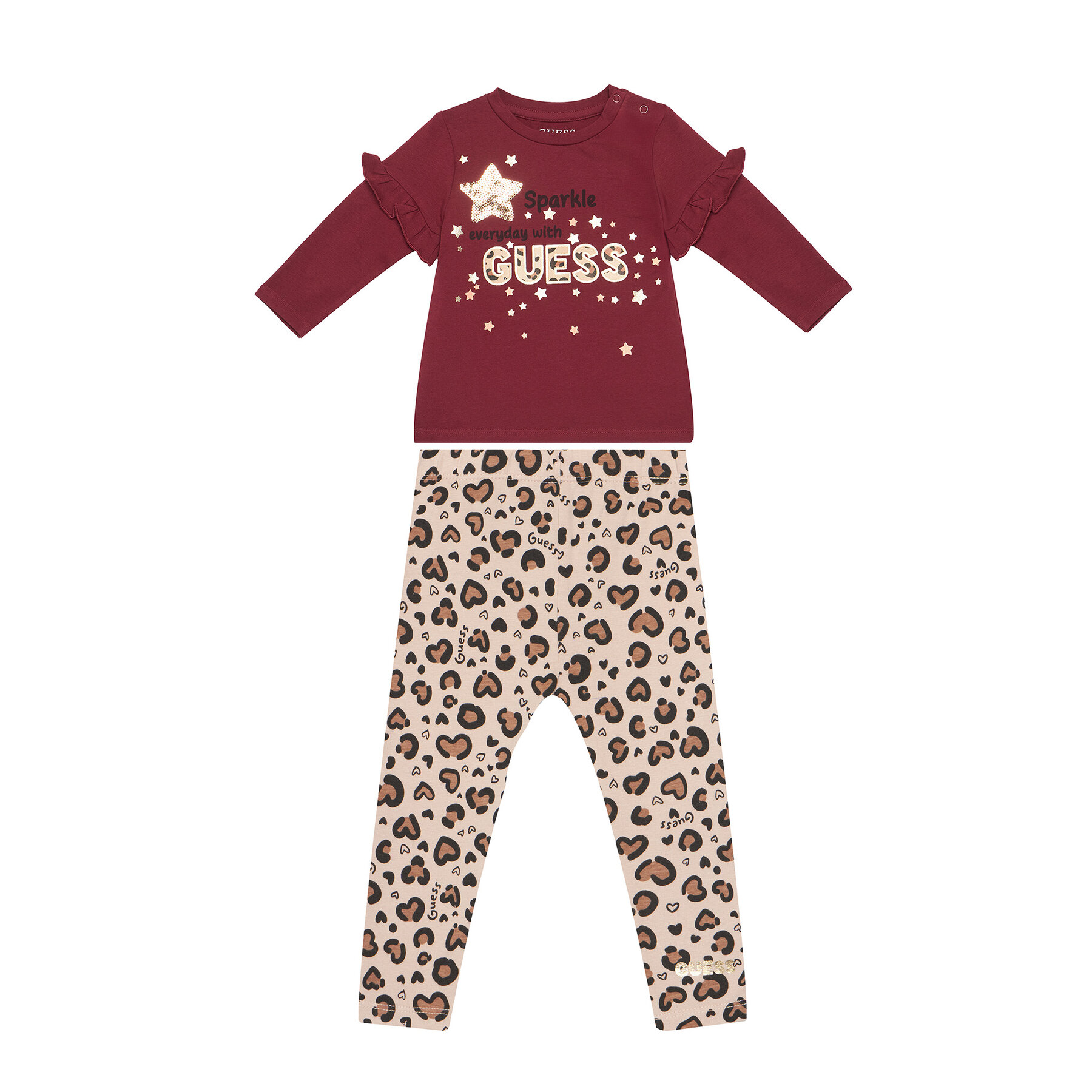 Guess Komplet bluzka i legginsy A5BG02 J1314 Czerwony Regular Fit