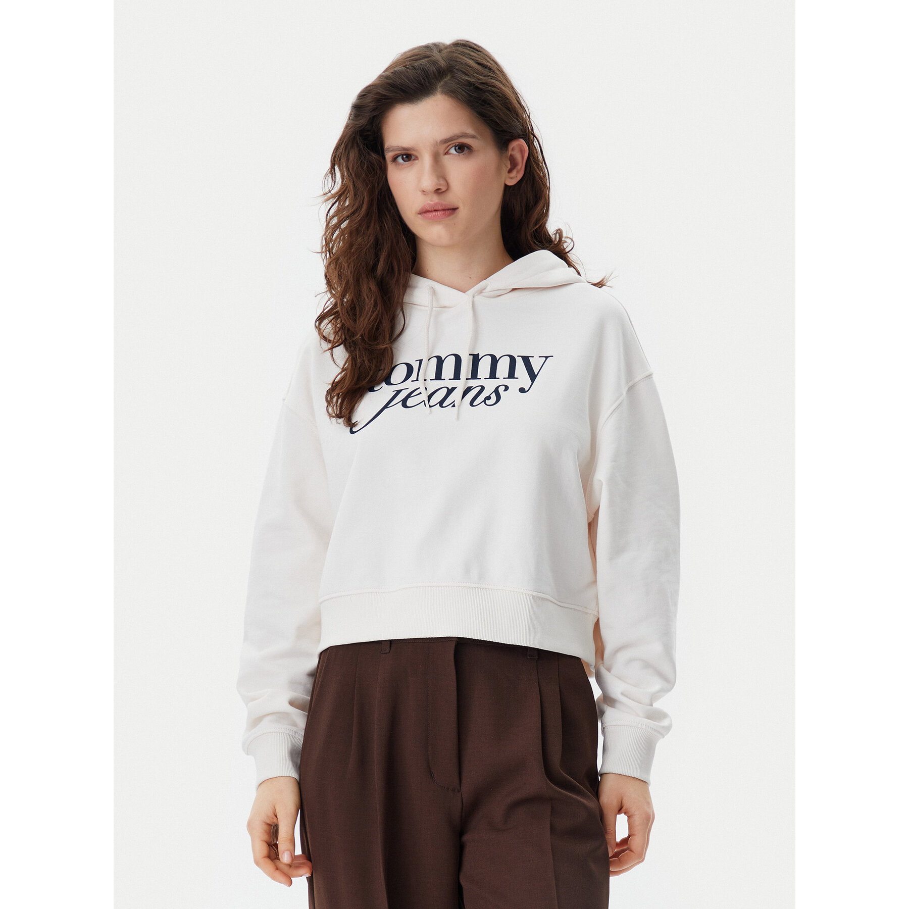 Tommy Jeans Bluza Script DW0DW20306 Beżowy Relaxed Fit