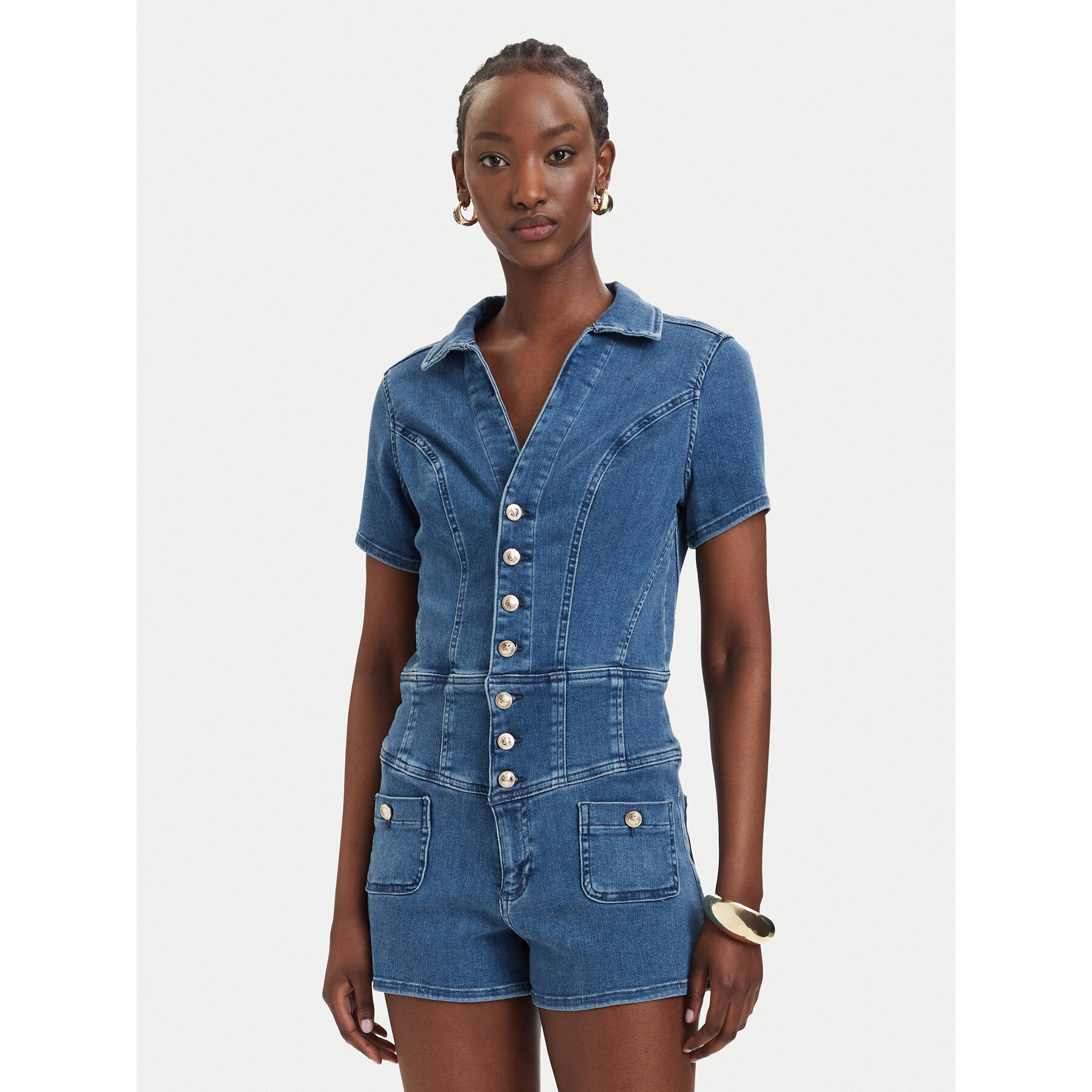 Guess Kombinezon W6GKA8 D1103 Niebieski Regular Fit