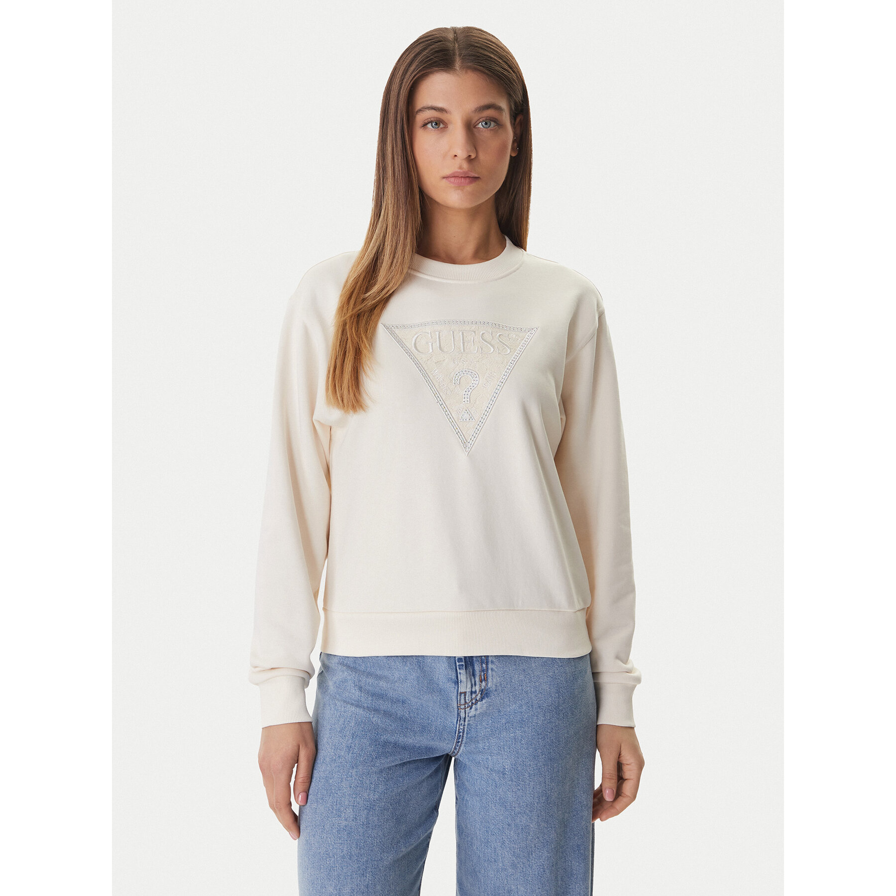Guess Bluza W6GQ09 K3183 Écru Regular Fit