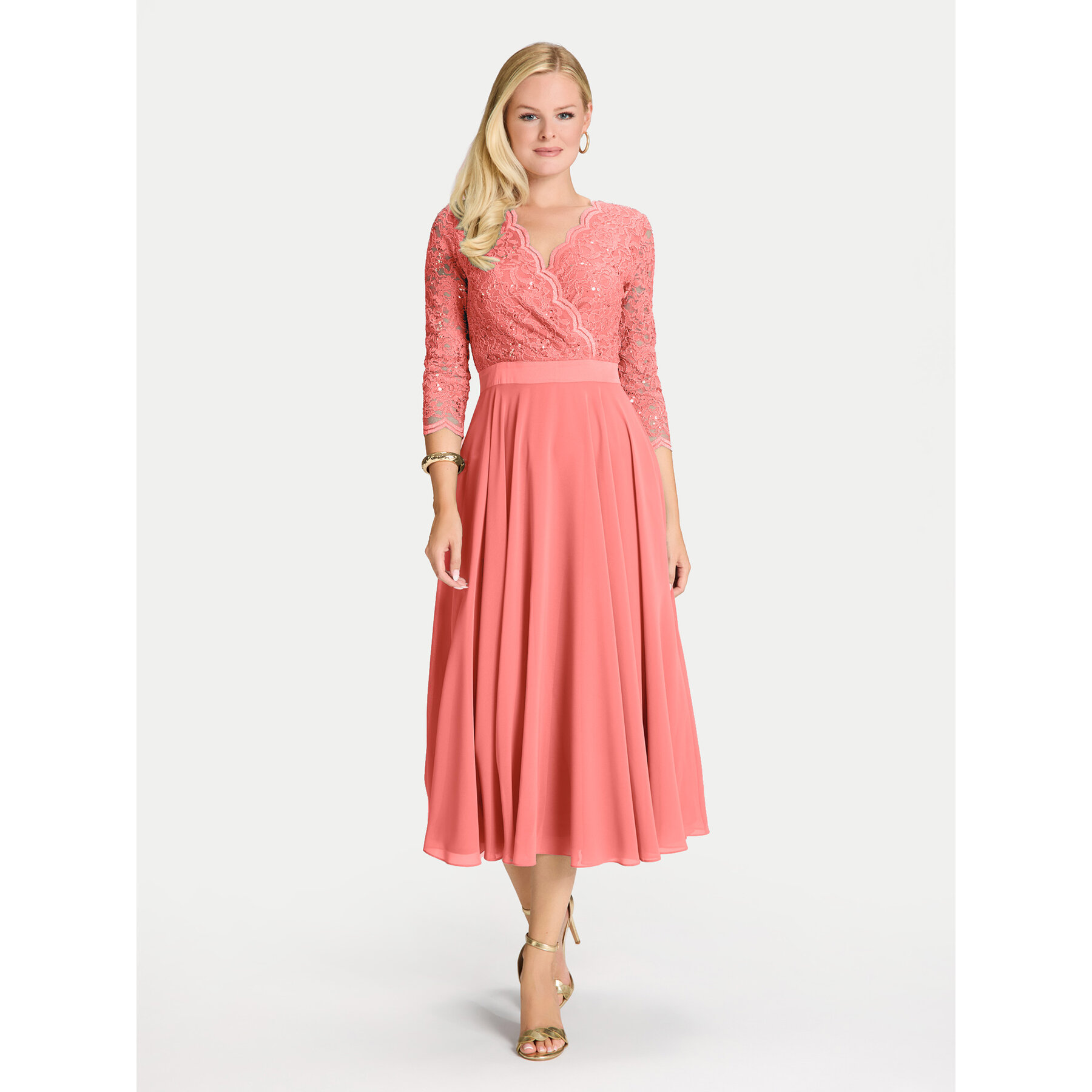 Swing Sukienka koktajlowa 5AE29100 Koralowy Regular Fit